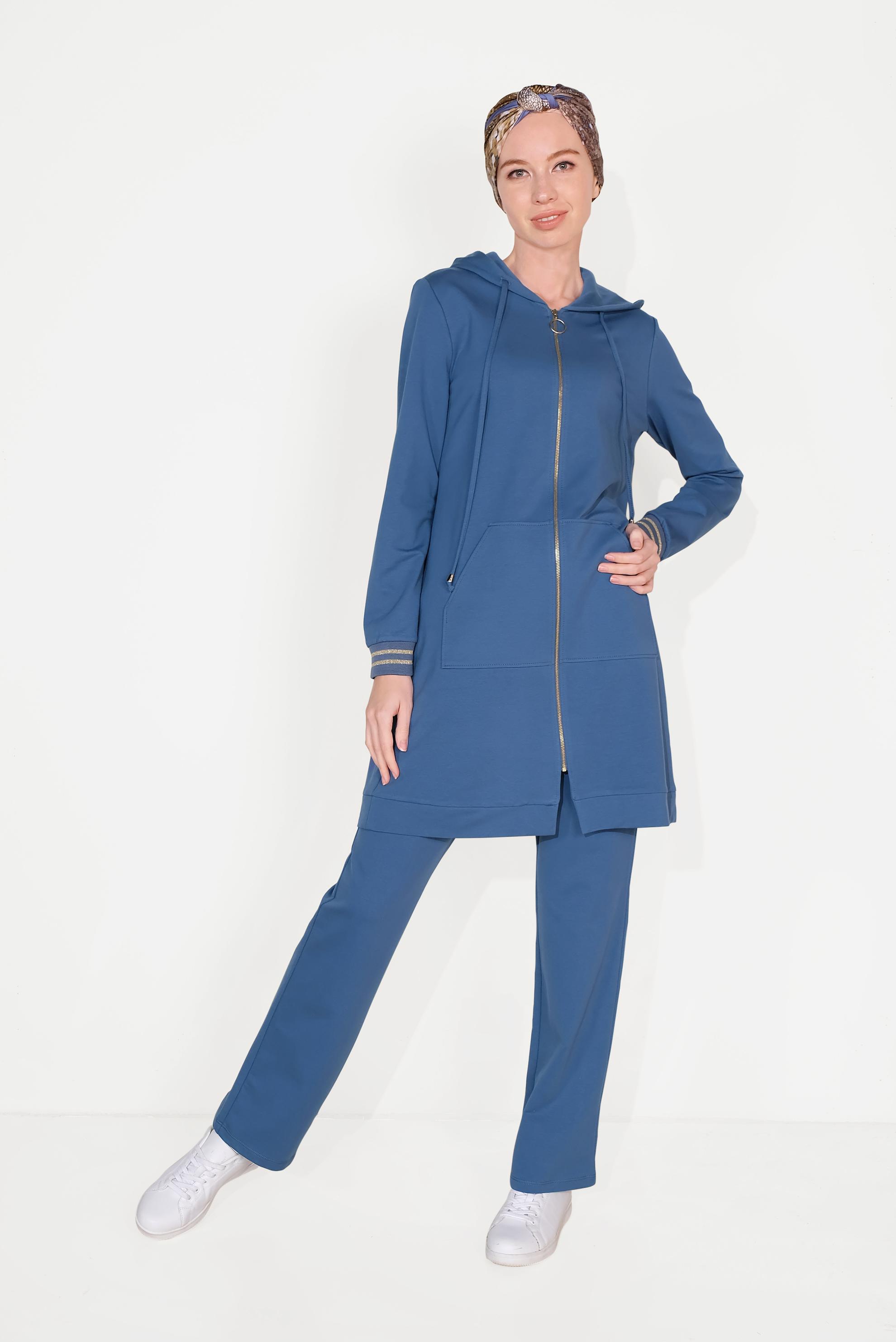 Tesettür giyim LACİVERT FERMUARLI EŞOFMAN TAKIMI 40610 