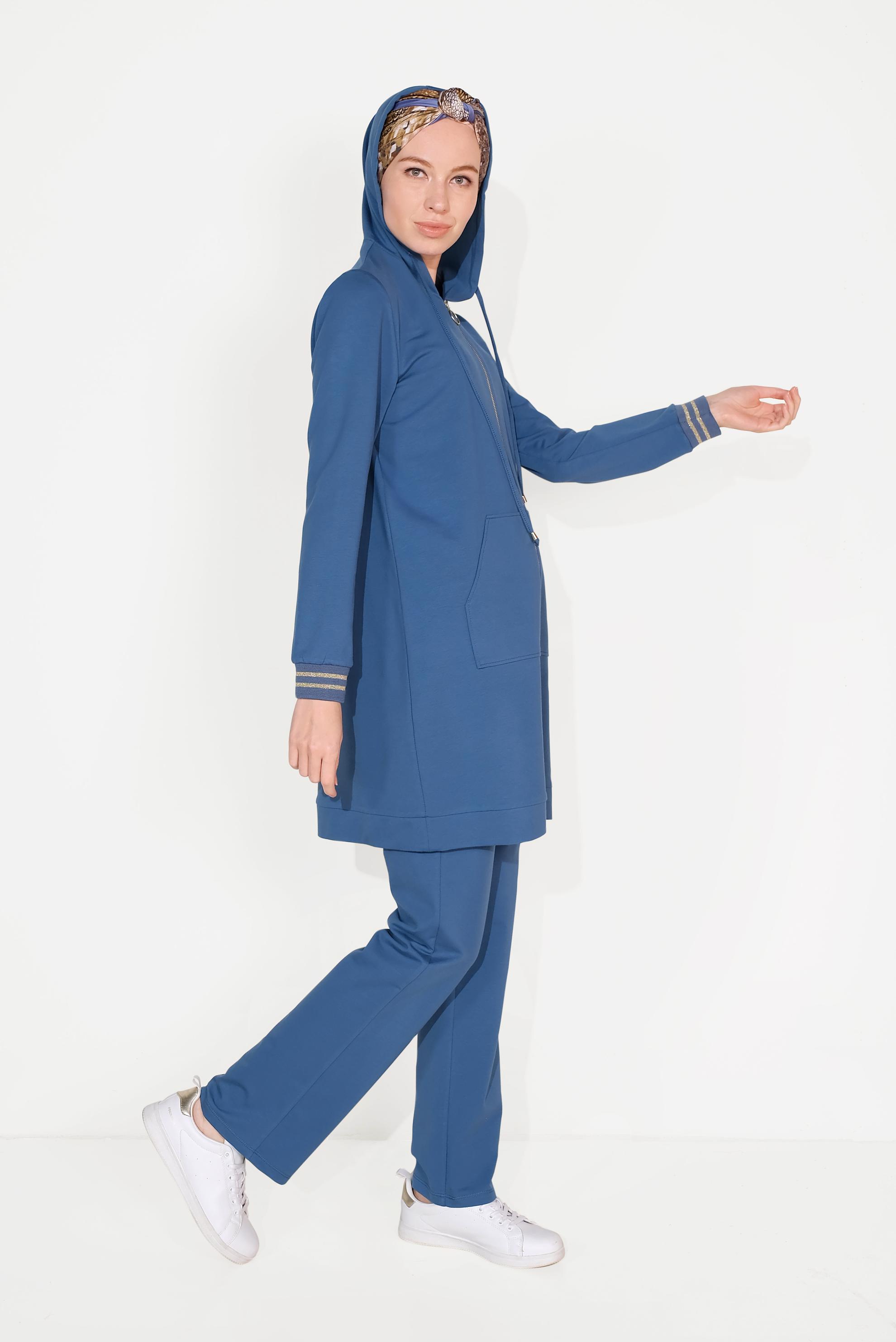 Tesettür giyim LACİVERT FERMUARLI EŞOFMAN TAKIMI 40610 