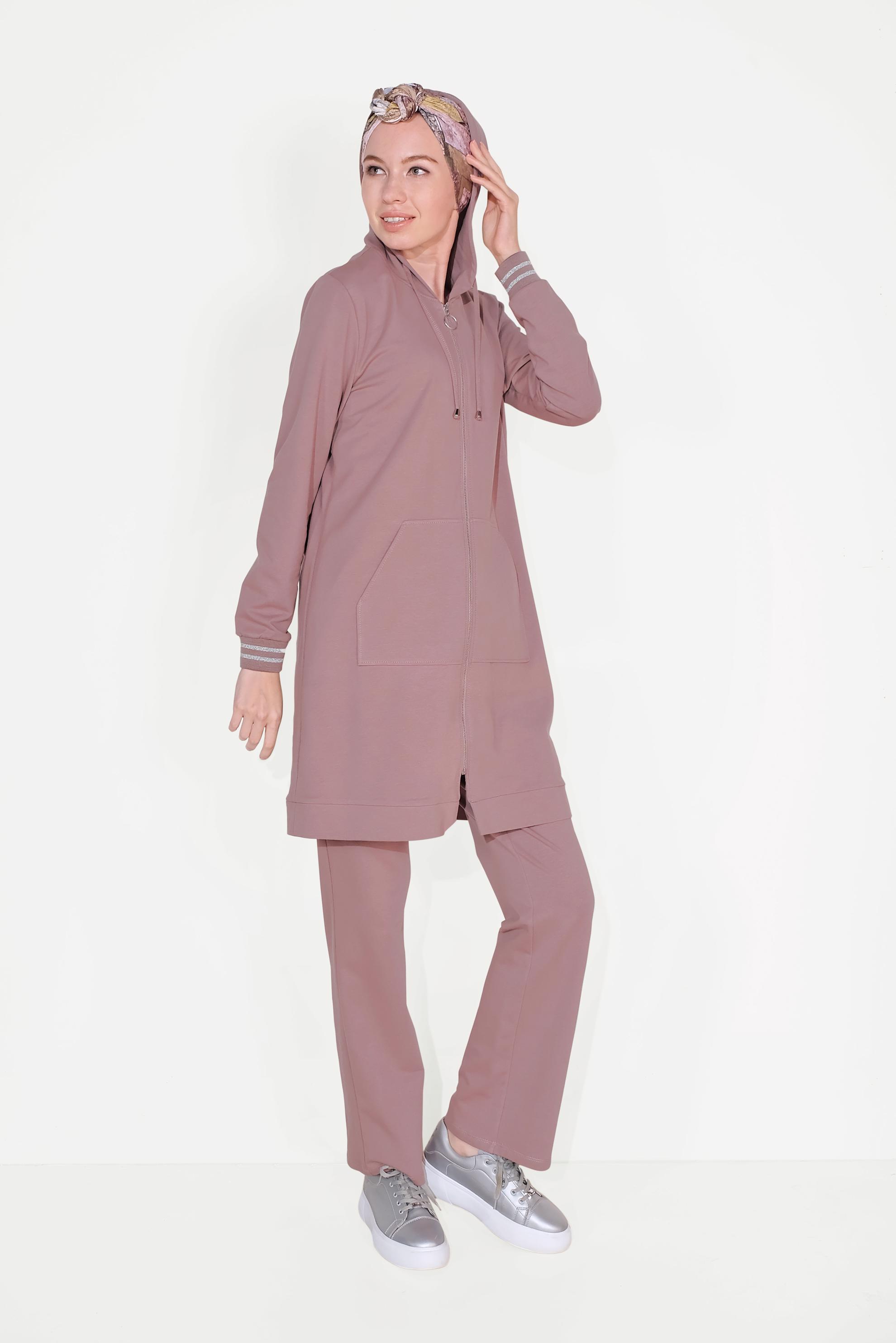 Vêtements hijab ROSE SURVÊTEMENT AVEC D&prime;UNE FERMETURE ÉCLAIR 40610