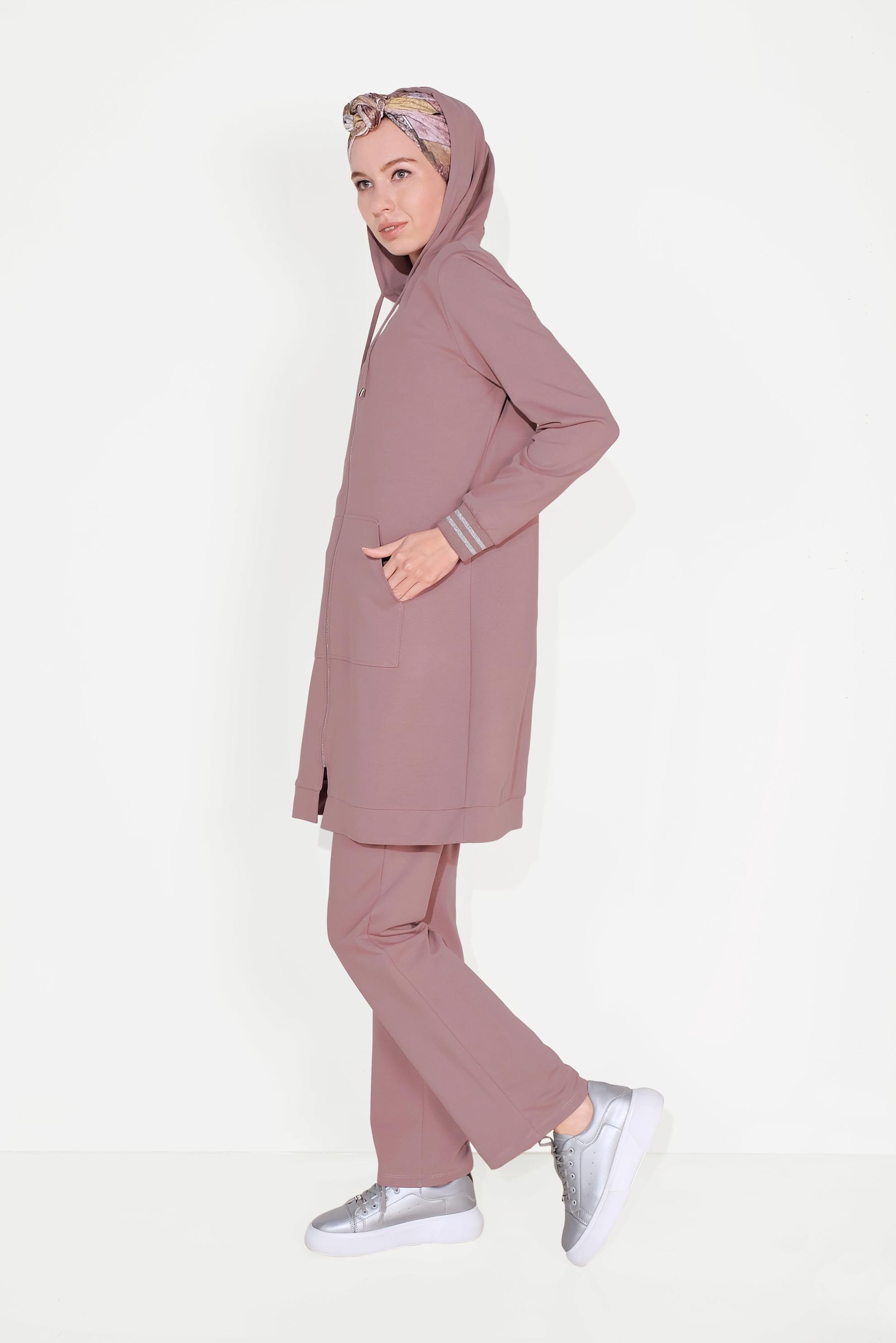 Vêtements hijab ROSE SURVÊTEMENT AVEC D&prime;UNE FERMETURE ÉCLAIR 40610