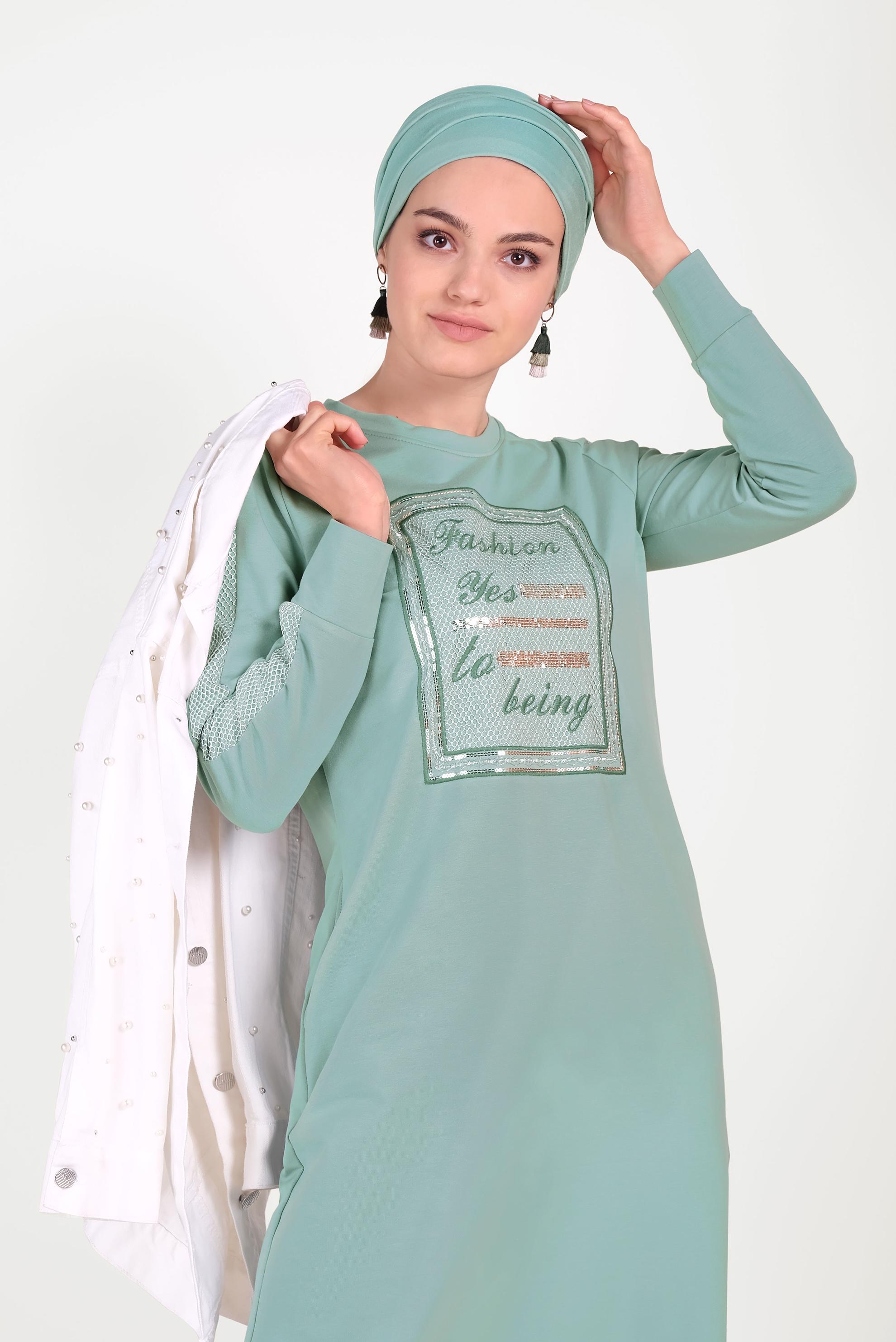 Hijab clothing GREEN 40651 ALEDA EŞOFMAN ELBİSE 38/44 TEK36
