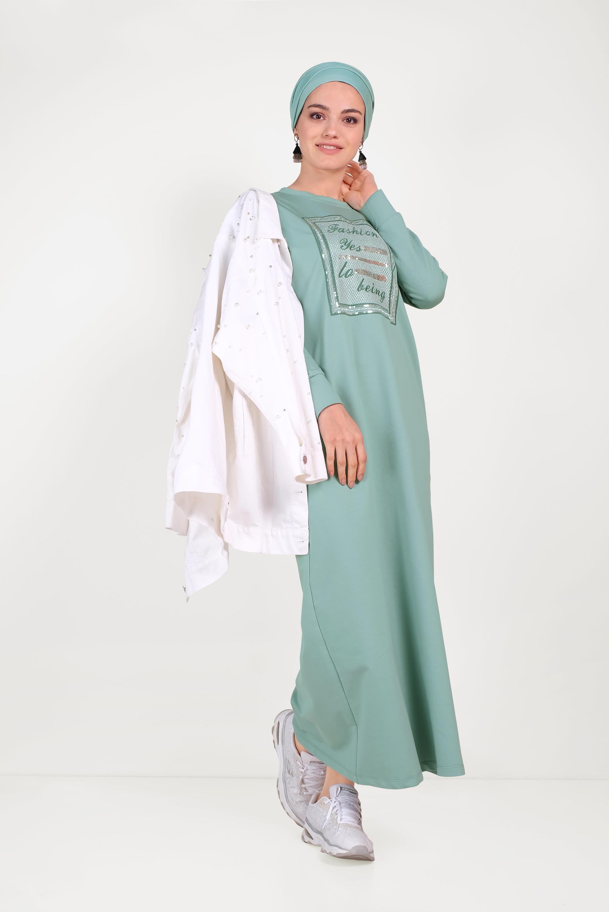 Hijab clothing GREEN 40651 ALEDA EŞOFMAN ELBİSE 38/44 TEK36