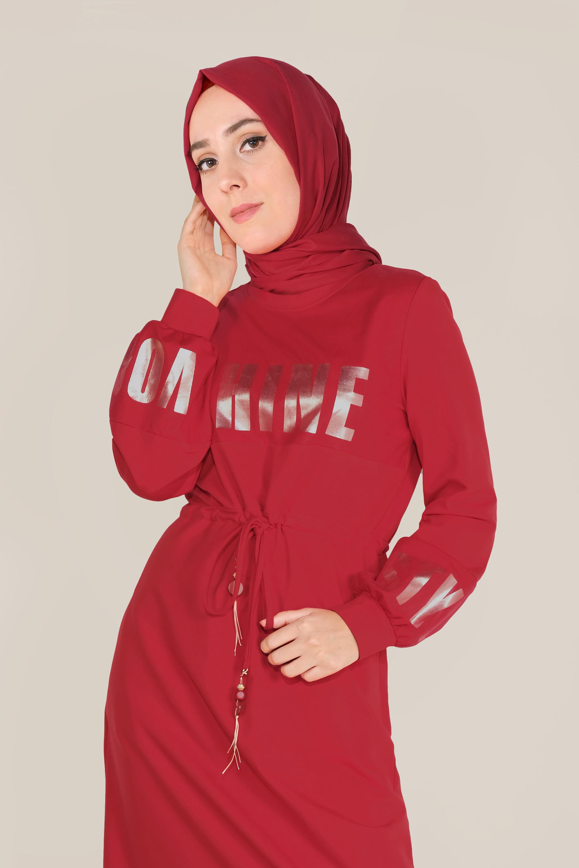 Hijab clothing RED TIE WAIST SPORT DRESS 40652 