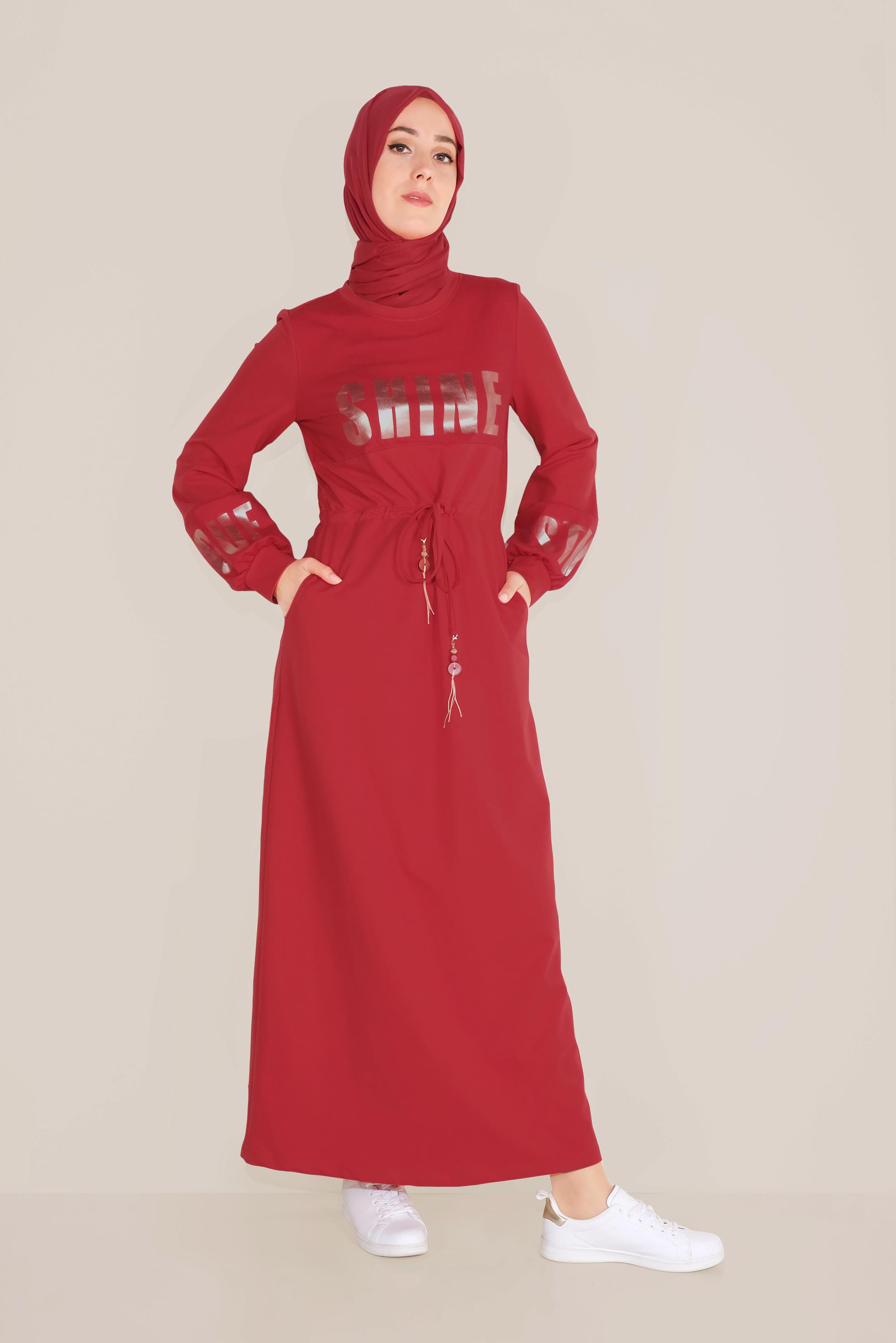 Hijab clothing RED TIE WAIST SPORT DRESS 40652 