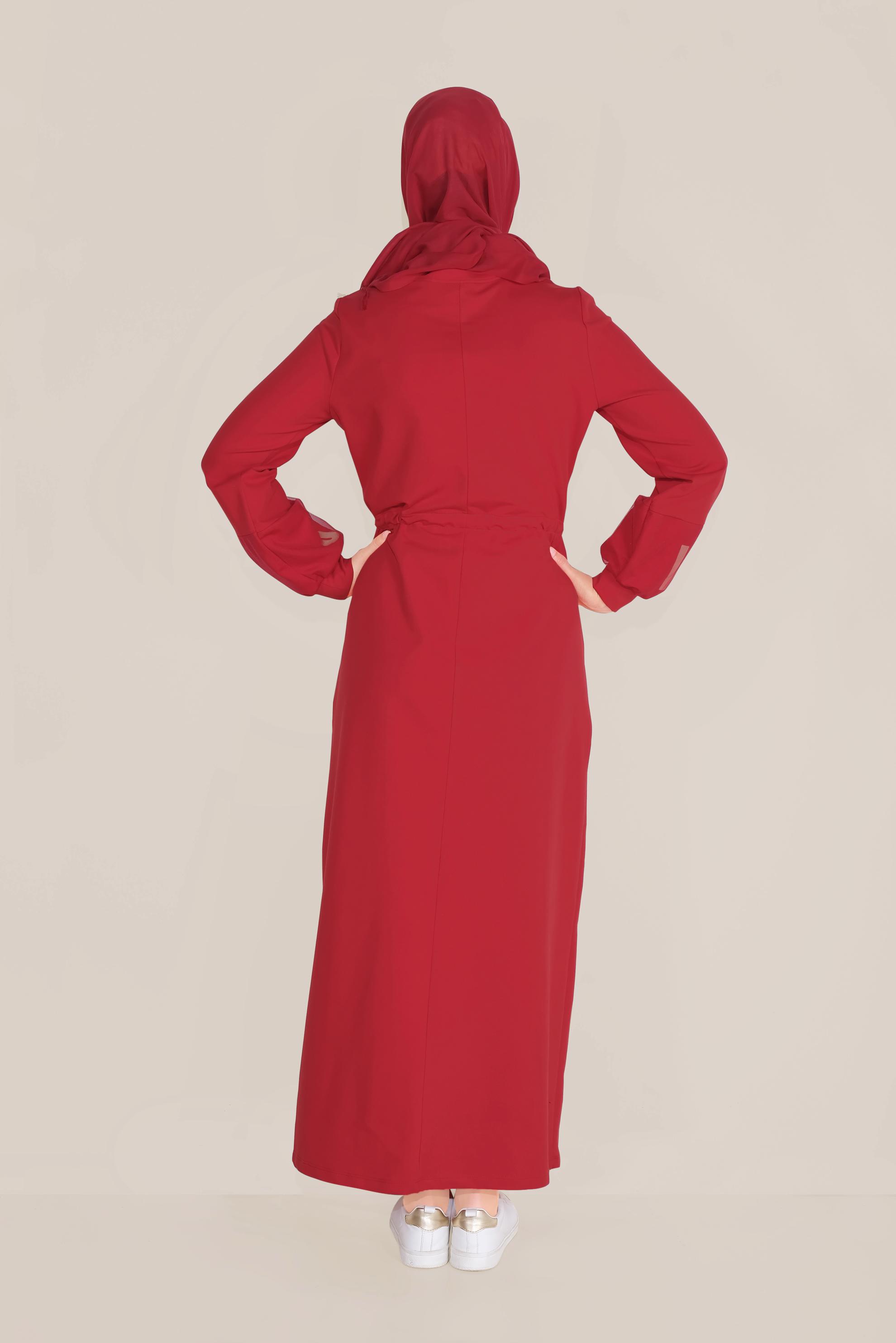 Hijab clothing RED TIE WAIST SPORT DRESS 40652 