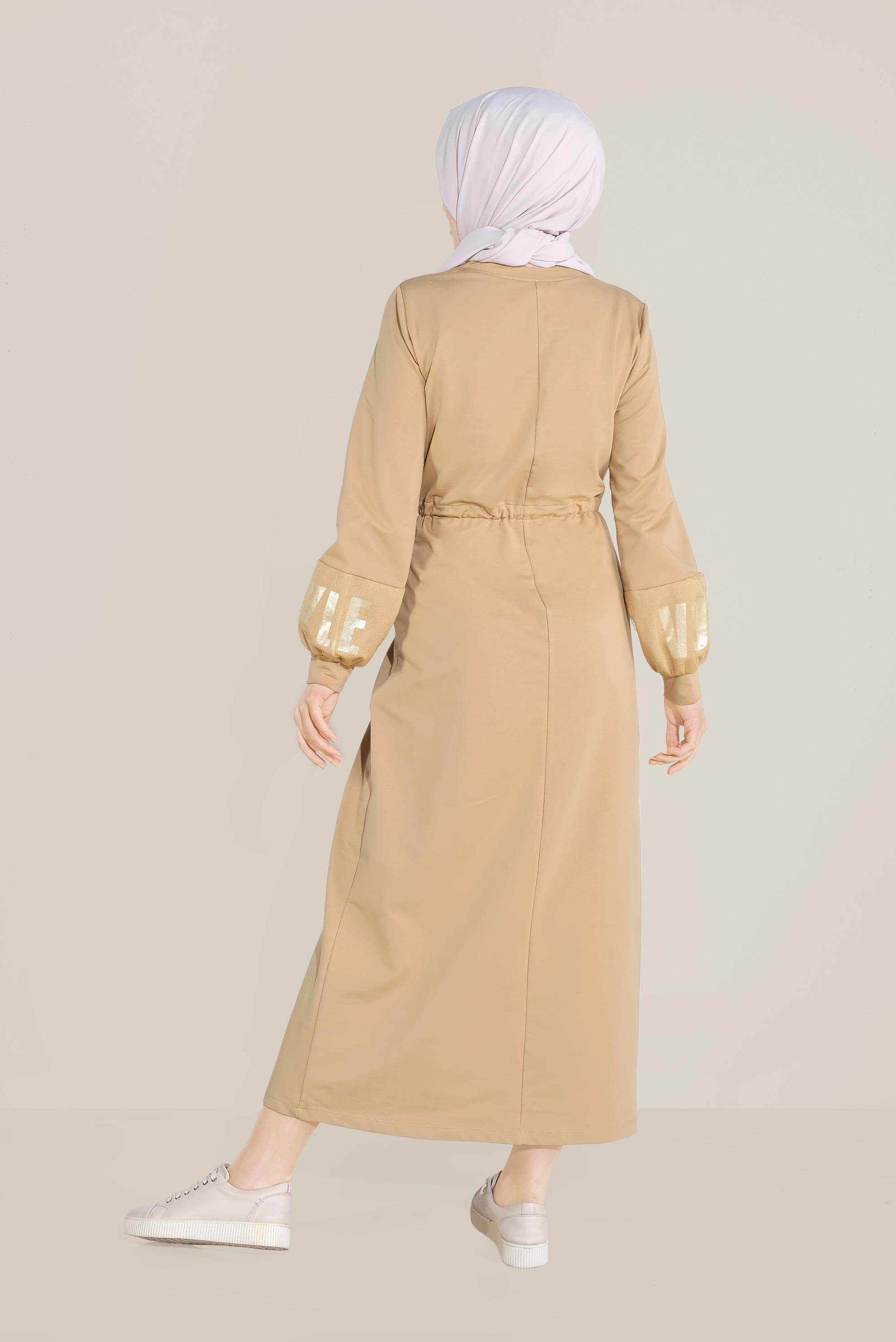 Hijab clothing BROWN TIE WAIST SPORT DRESS 40652 