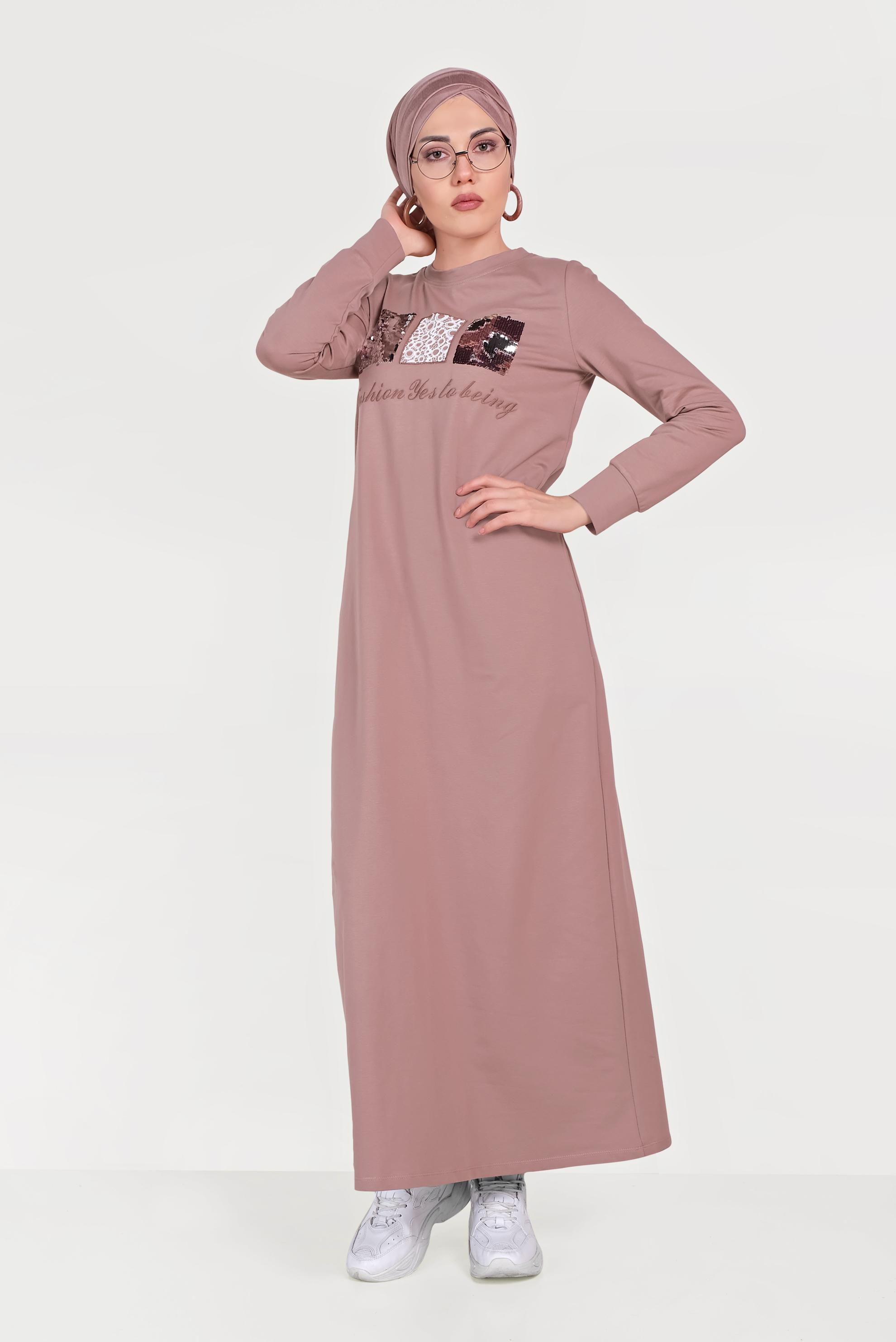Vêtements hijab ROSE ROBE DE SURVÊTEMENT 2 PIÈCES IMPRIMÉ SLOGAN 40653
