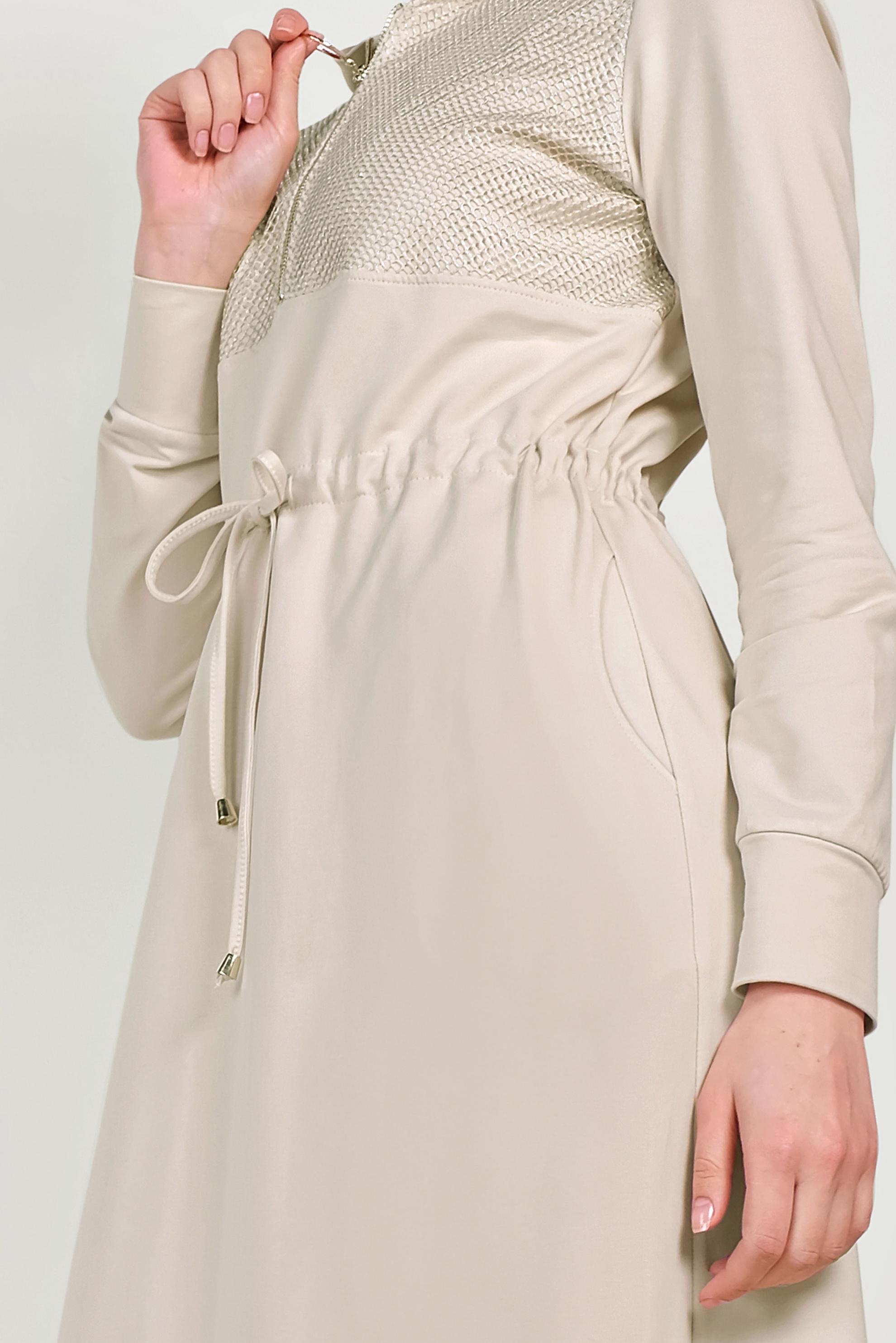 Tesettür giyim BEJ FİLELİ EŞOFMAN ELBİSE 40654 