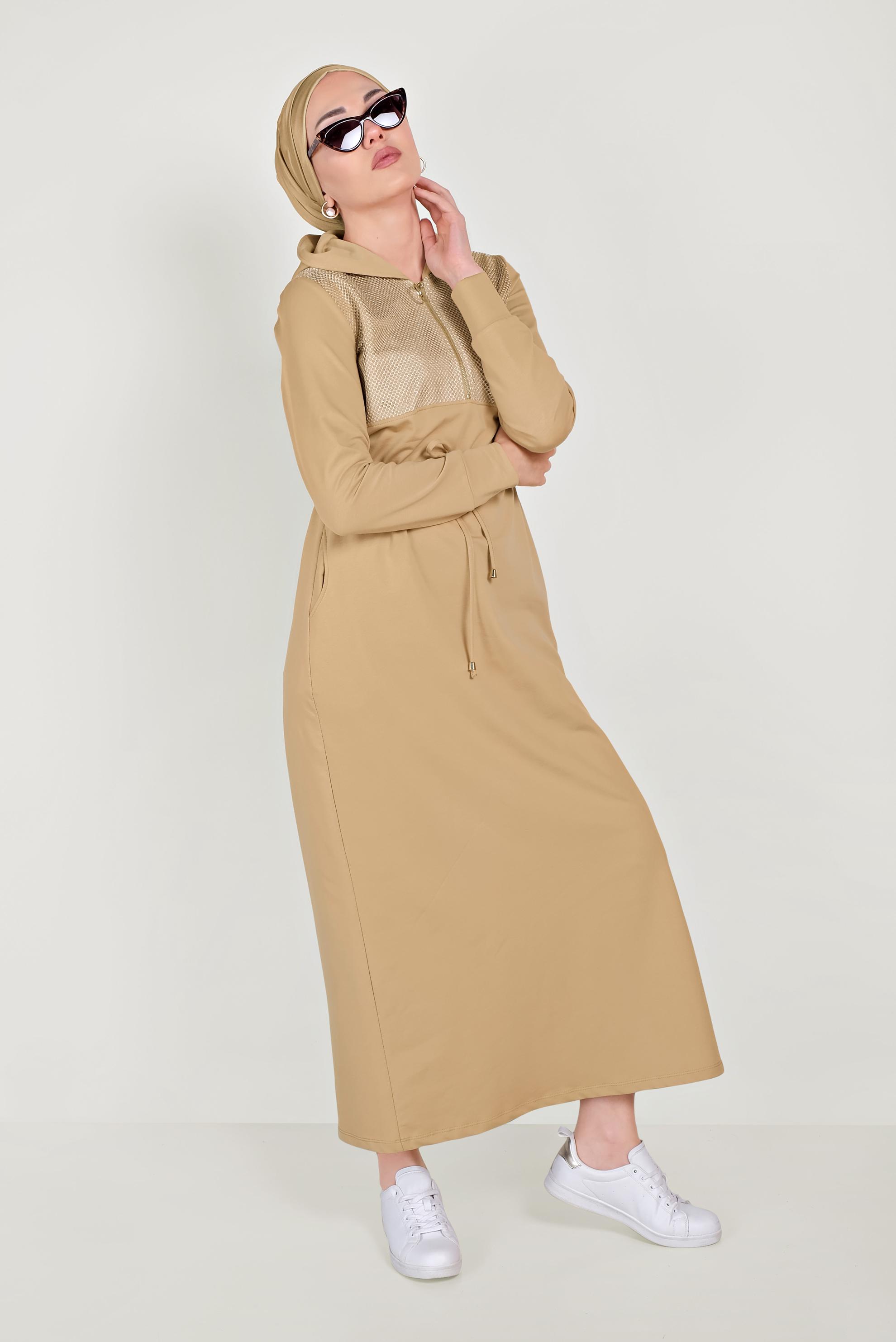 Hijab clothing BROWN MESH TRACKSUIT DRESS 40654 