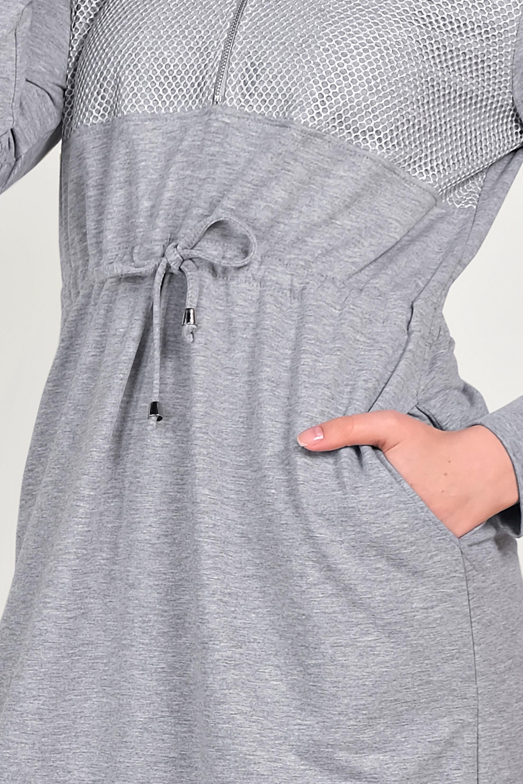 Vêtements hijab GRIS ROBE DE SURVÊTEMENT EN RÉSILLE 40654 
