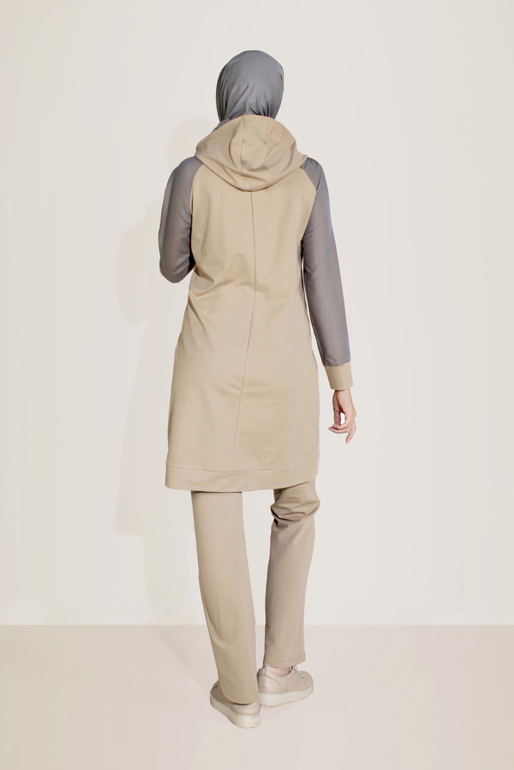 Hijab clothing BEIGE PRINTED COTTON TRACKSUIT 40655