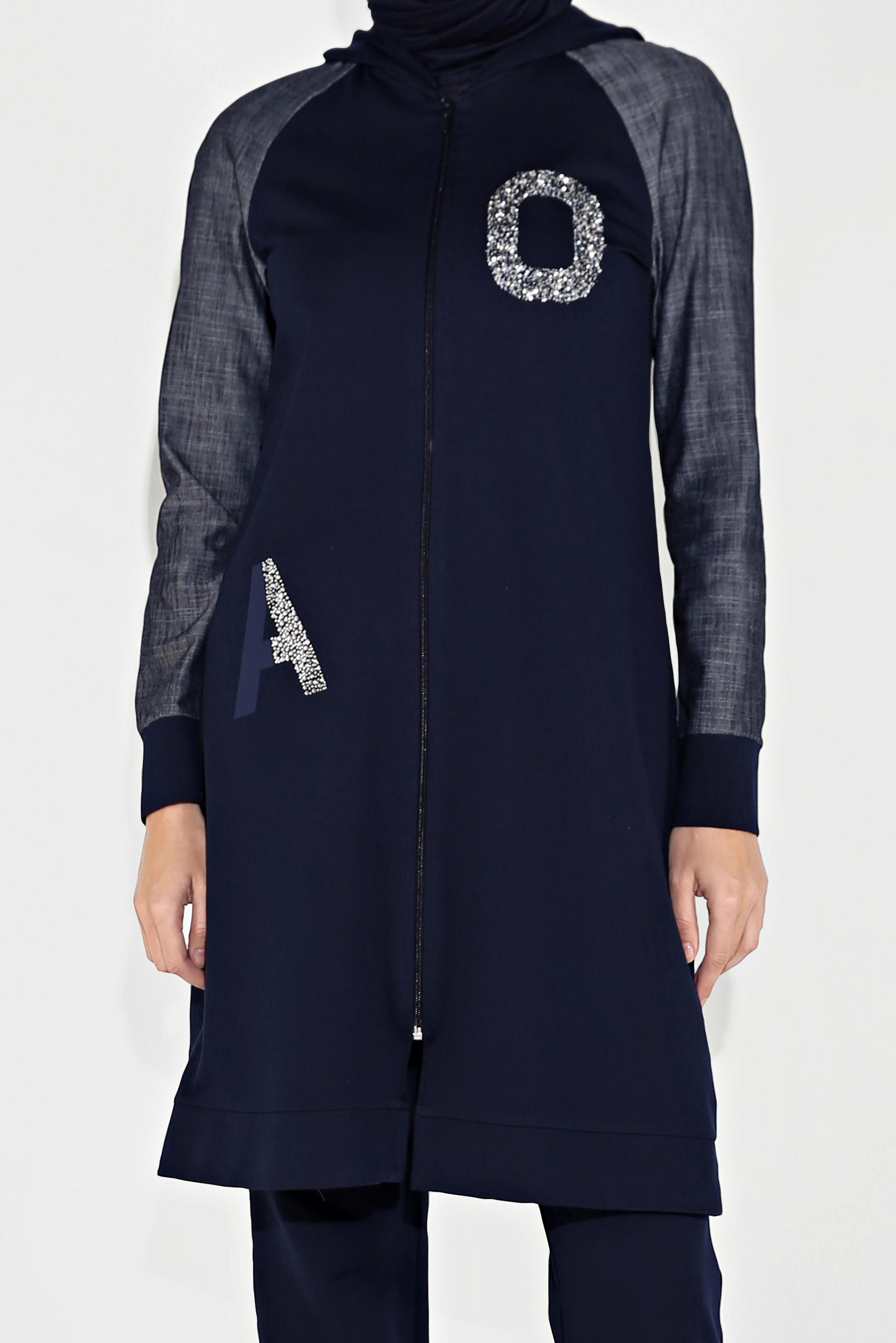 Tesettür giyim LACİVERT PAMUKLU BASKILI EŞOFMAN TAKIM 40655