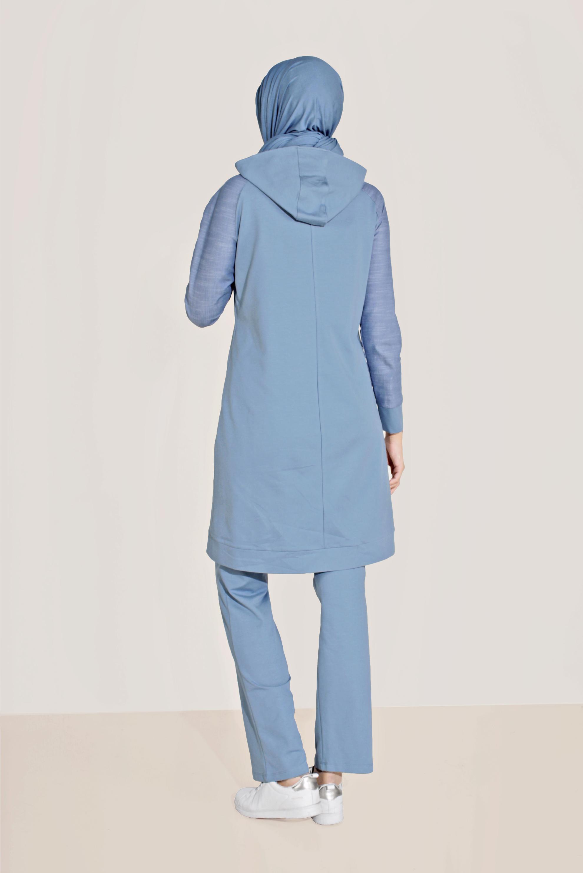 Tesettür giyim MAVİ PAMUKLU BASKILI EŞOFMAN TAKIM 40655