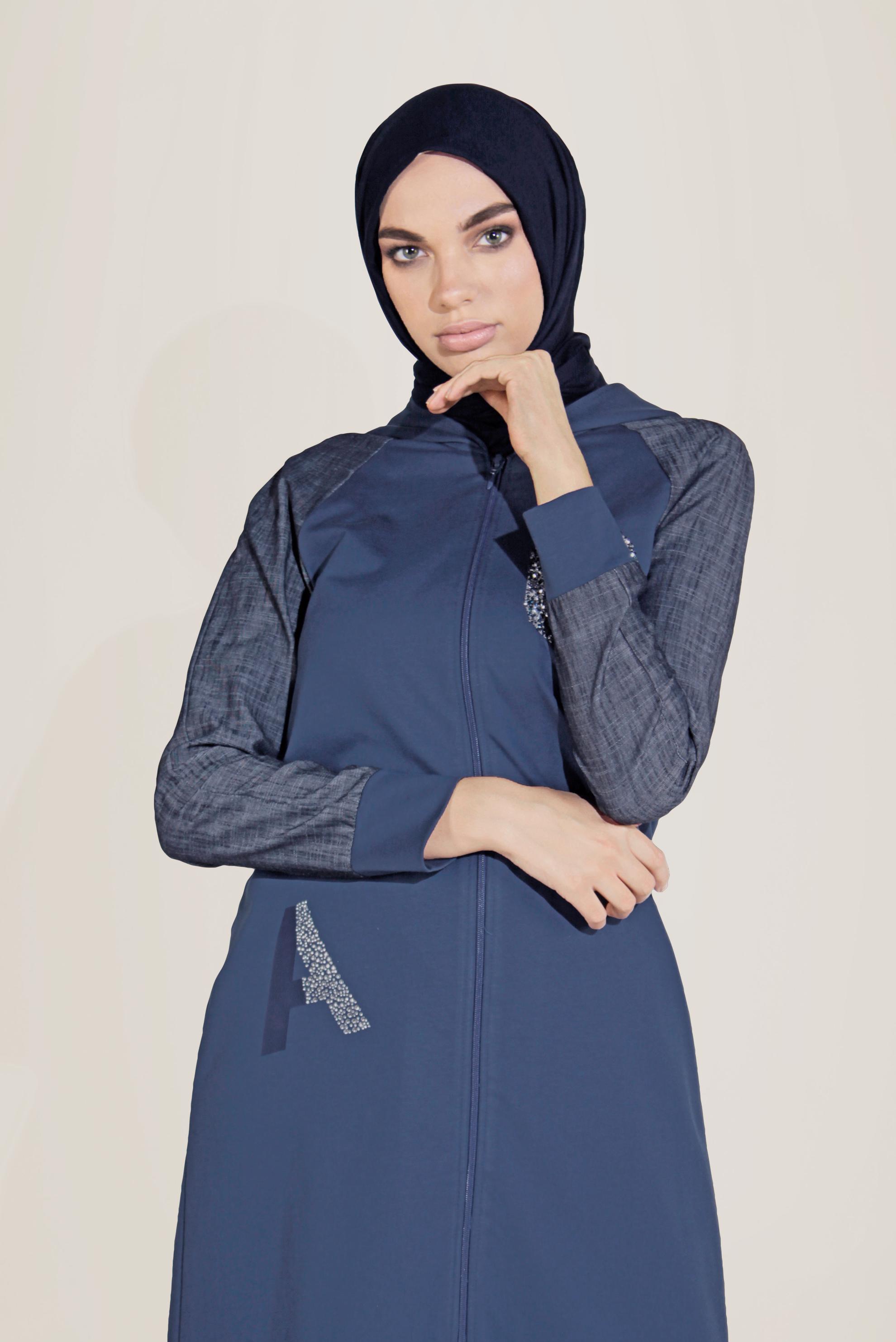 Tesettür giyim LACİVERT PAMUKLU BASKILI EŞOFMAN TAKIM 40655