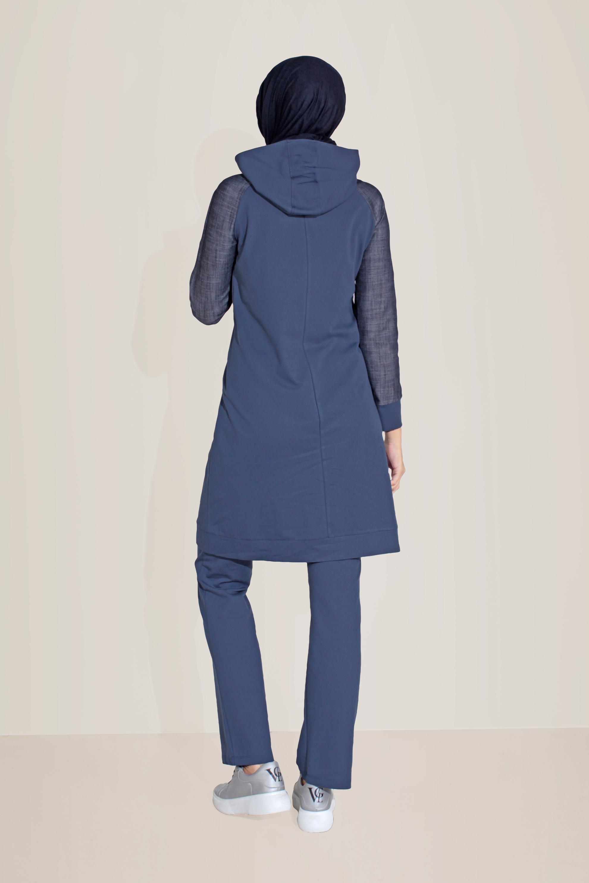 Tesettür giyim LACİVERT PAMUKLU BASKILI EŞOFMAN TAKIM 40655