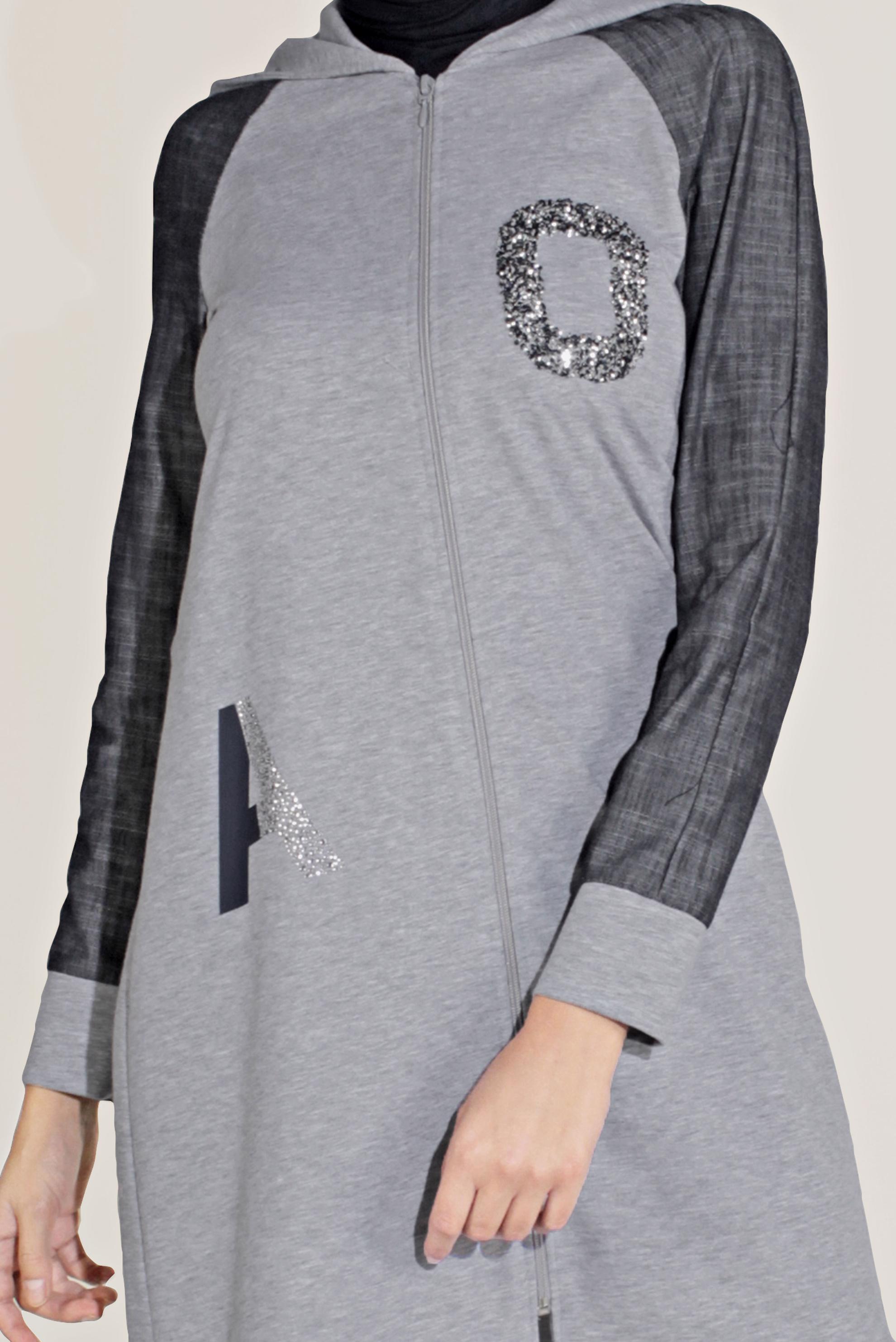 Tesettür giyim GRİ PAMUKLU BASKILI EŞOFMAN TAKIM 40655