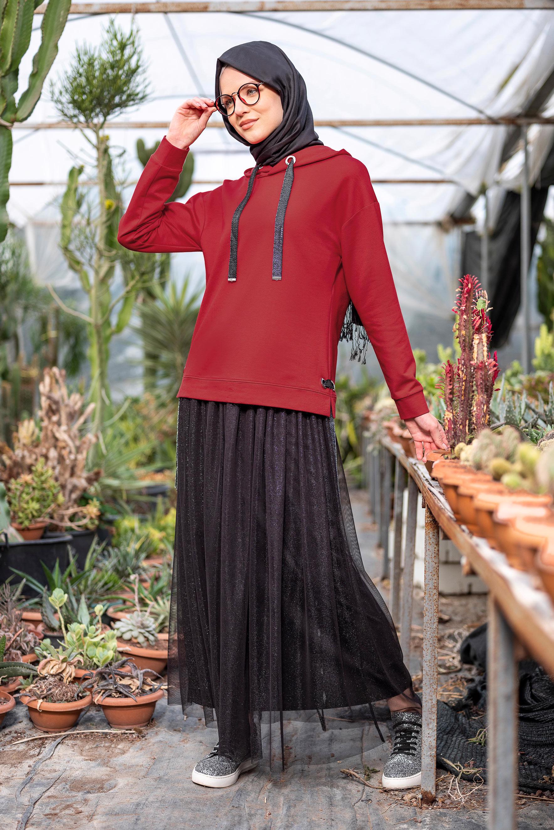 Hijab clothing RED 4067 MARİSS EŞOFMAN TUNİK 36/42 TEK38