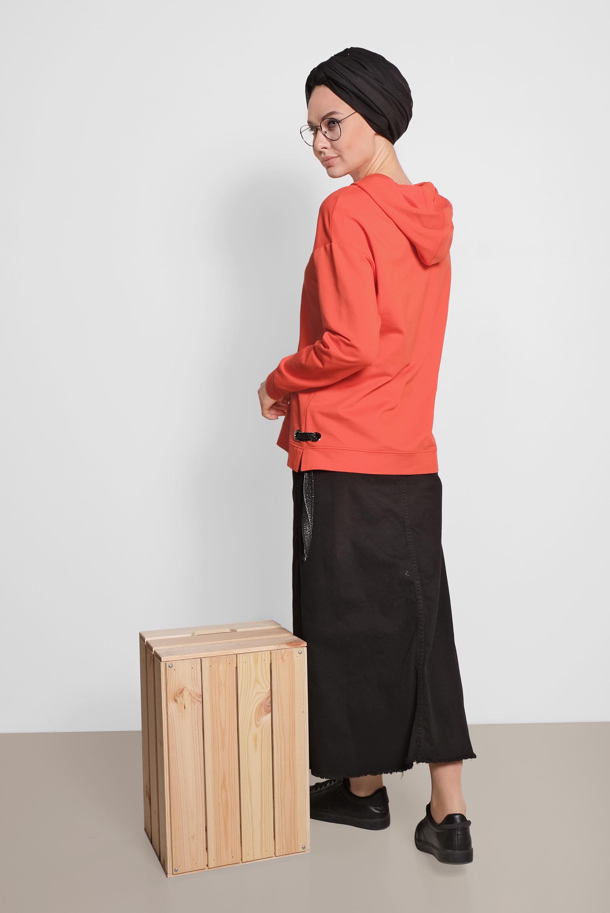 Tesettür giyim TURUNCU BAĞCIK DETAYLI EŞOFMAN TUNİK 4067