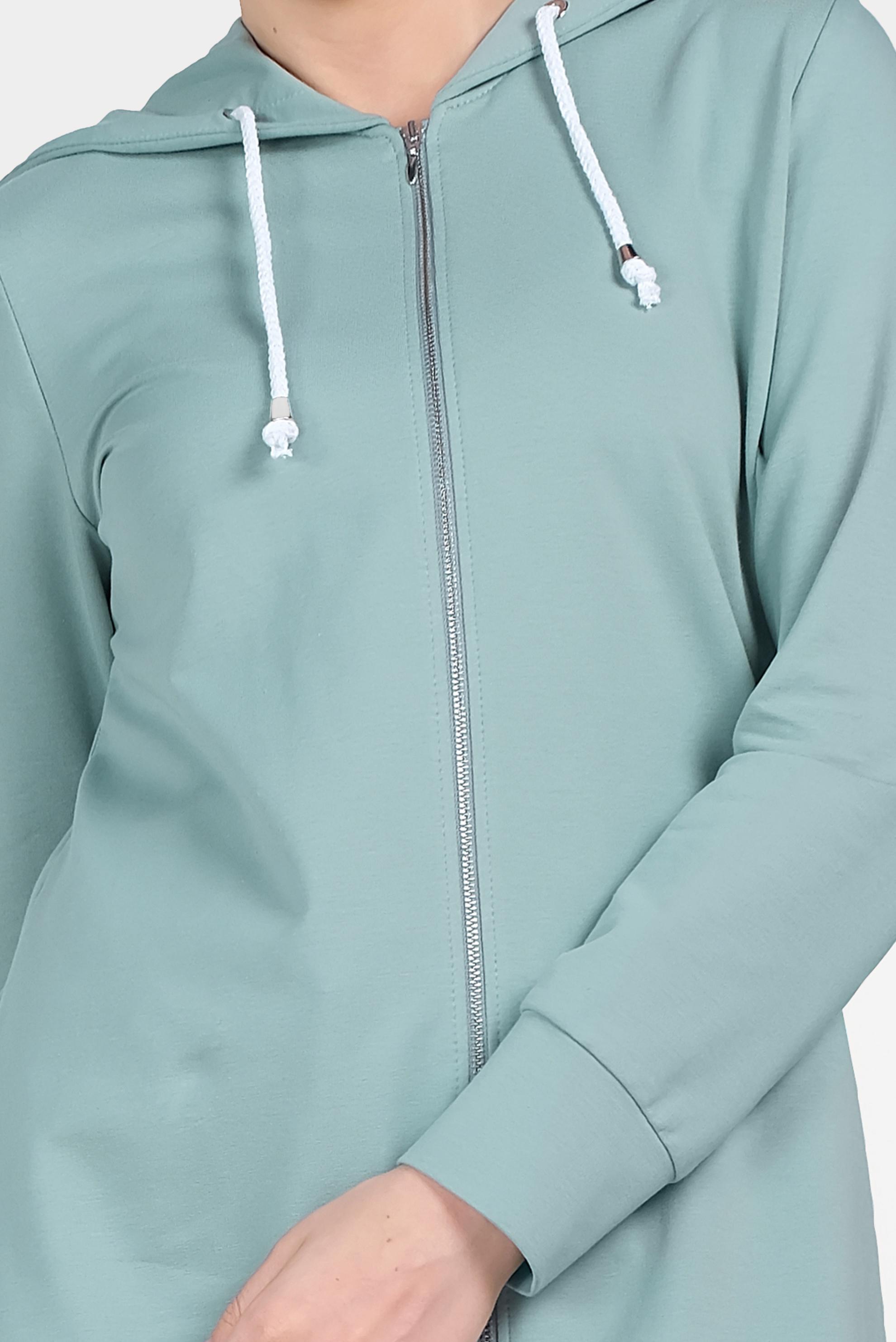 Tesettür giyim YEŞİL ŞERİT DETAYLI KAPÜŞONLU EŞOFMAN TUNİK 40682 