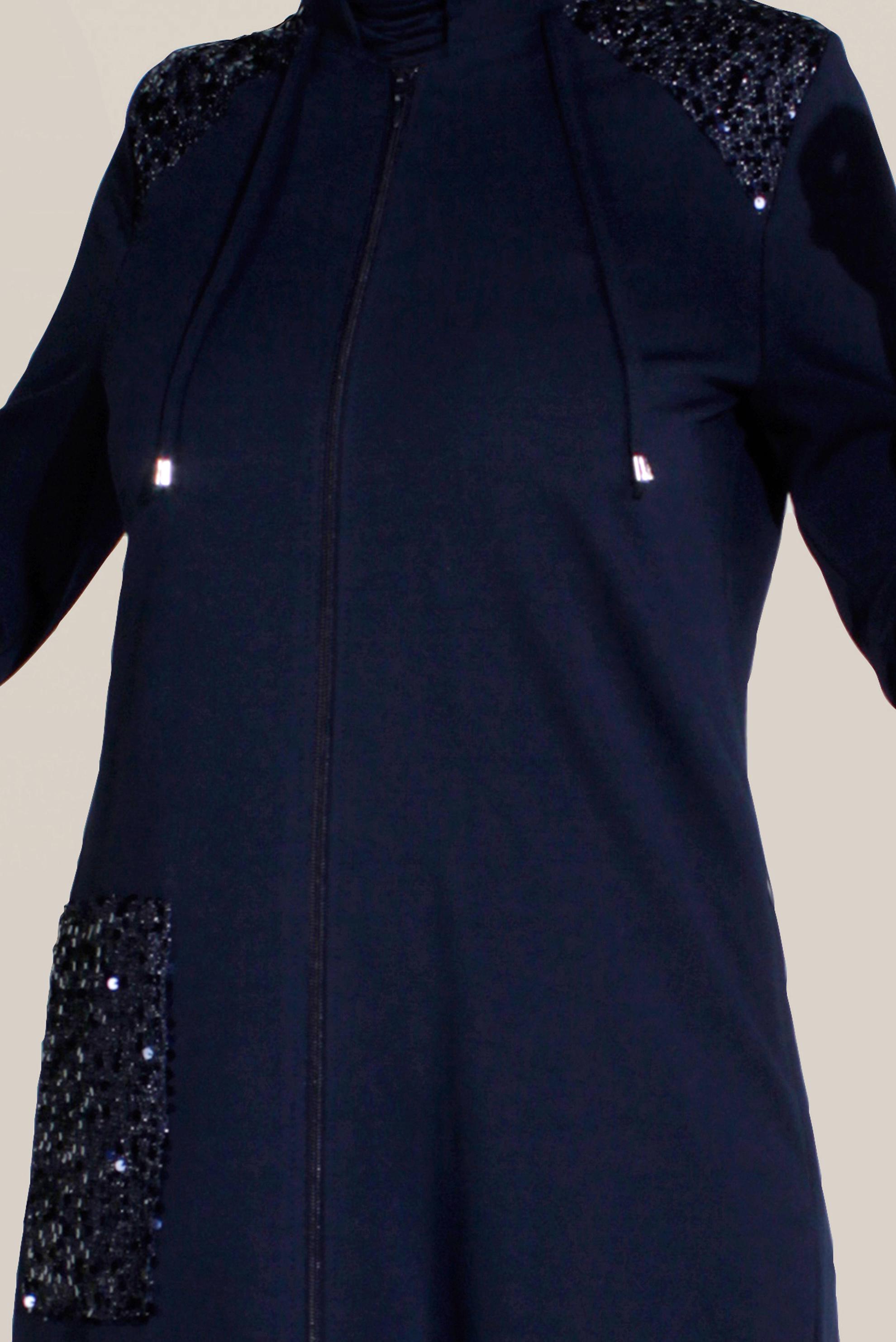 Tesettür giyim LACİVERT CEPLERİ PULLU HAKİM YAKA EŞOFMAN TUNİK 40683