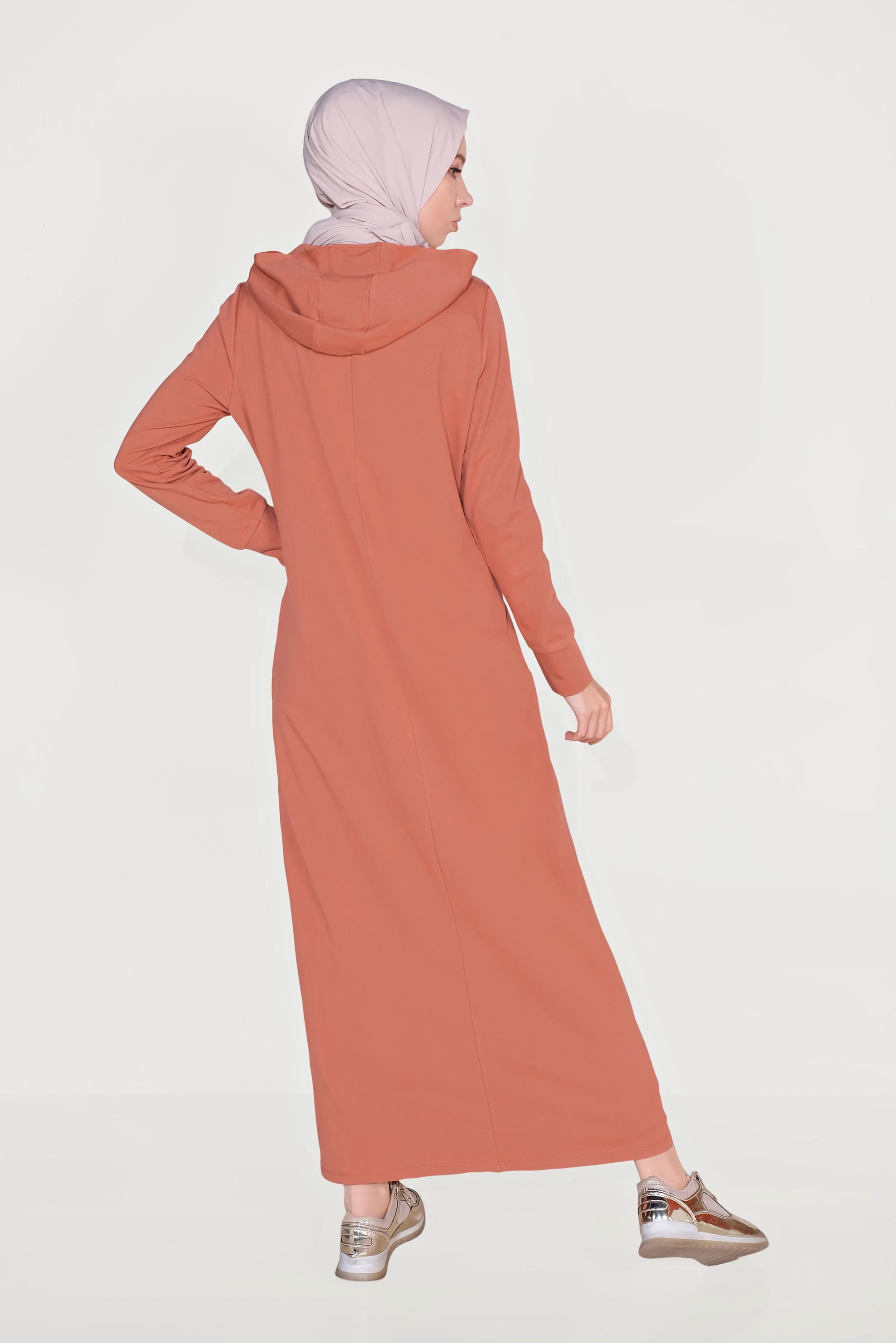 Hijab clothing ORANGE  Printed Tracksuit Dress 40684 