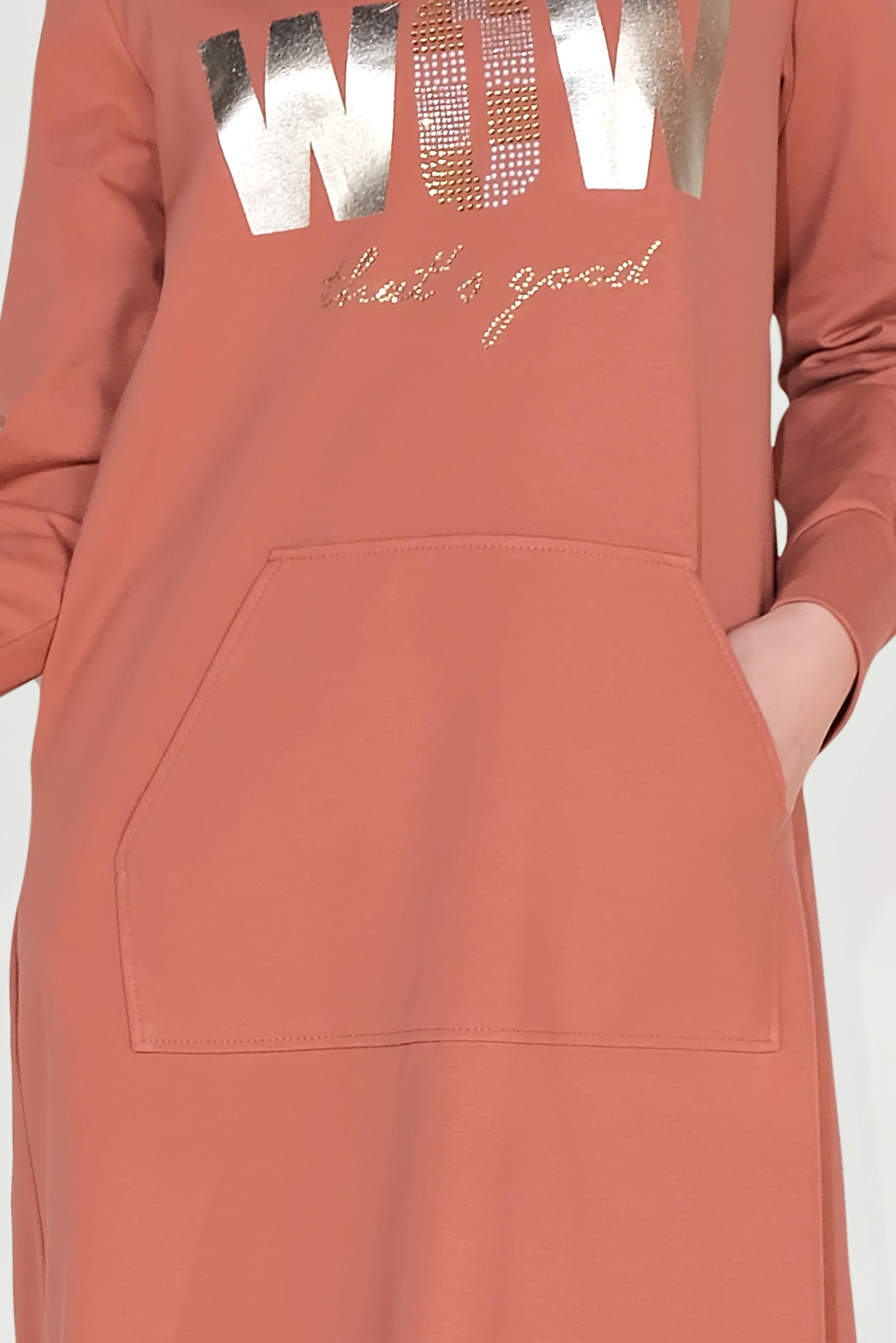 Hijab clothing ORANGE  Printed Tracksuit Dress 40684 