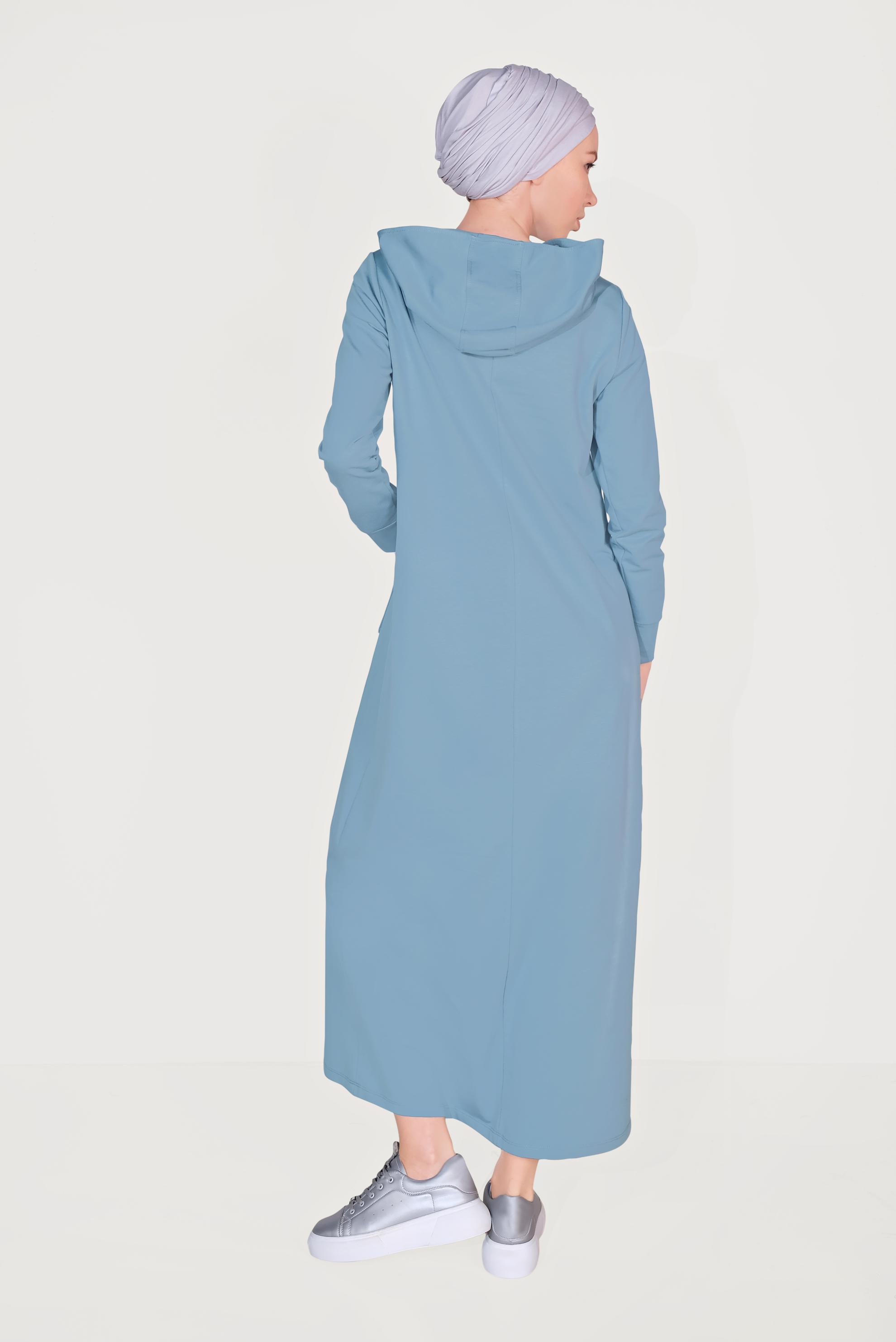 Hijab clothing BLUE  Printed Tracksuit Dress 40684 