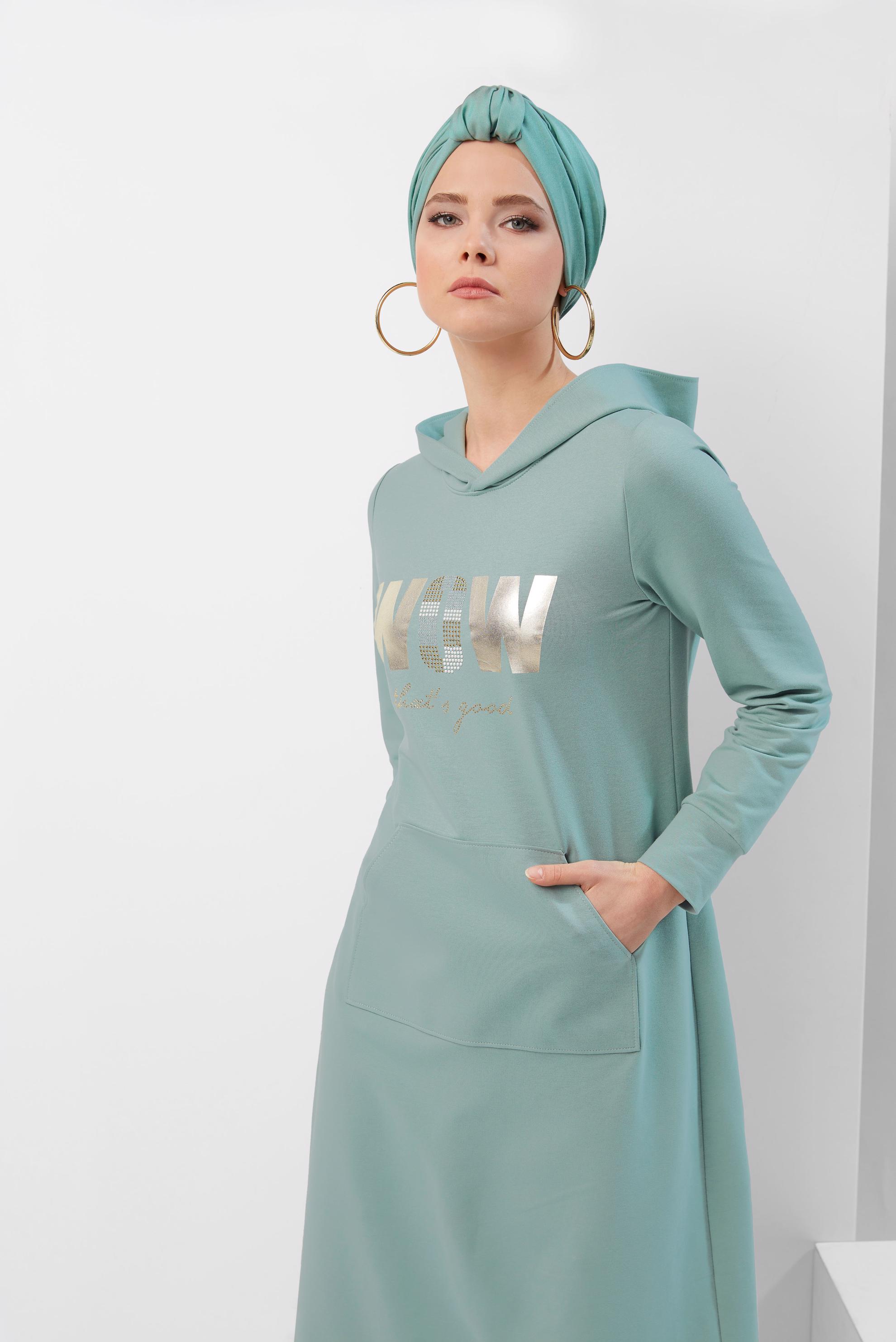 Vêtements hijab VERT 40684 ALEDA EŞOFMAN ELBİSE 36/42 TEK38