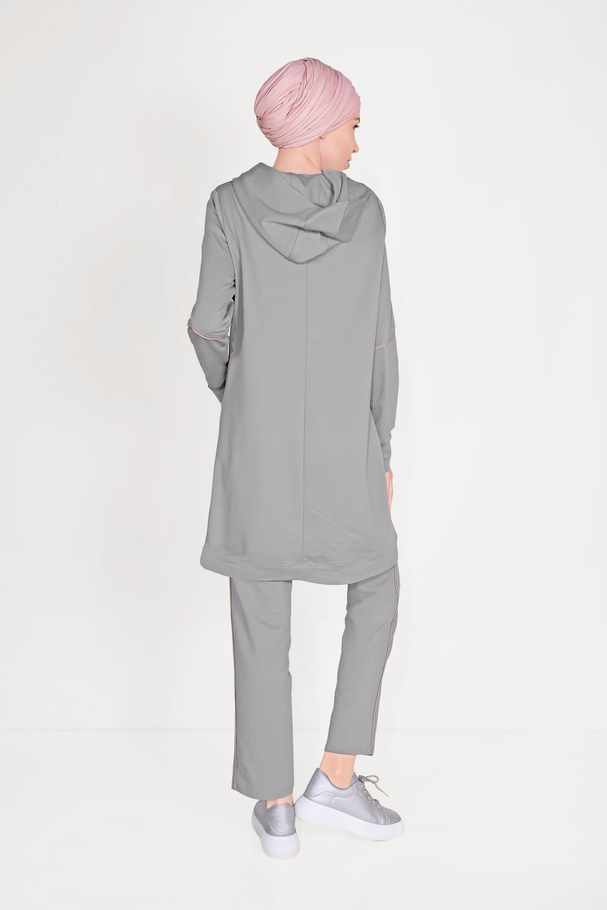 Hijab clothing GREY STONE-PRINT HOODED COTTON TRACKSUIT 40685