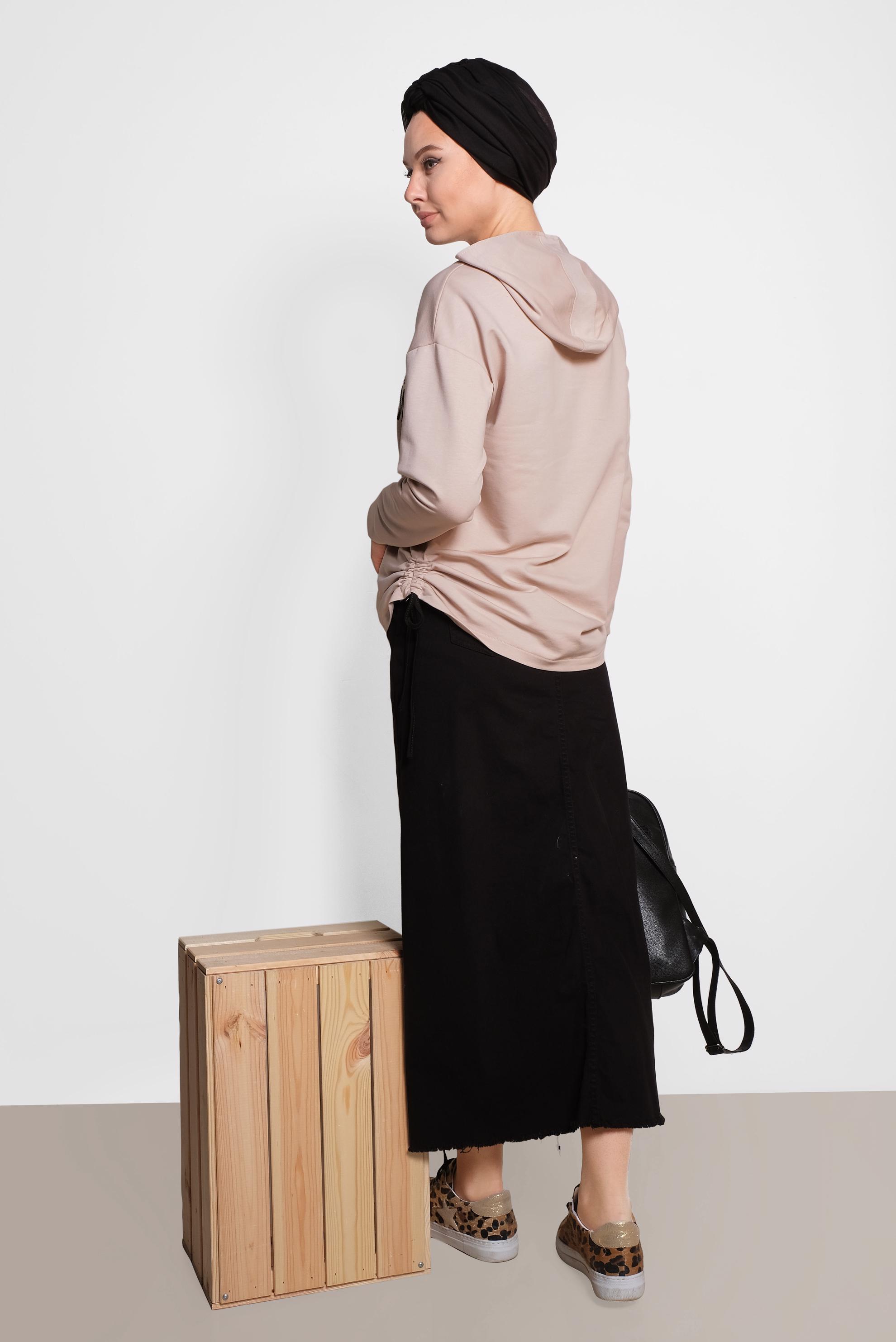 Tesettür giyim BEJ YAZI VE LEOPAR BASKILI TUNİK 4070