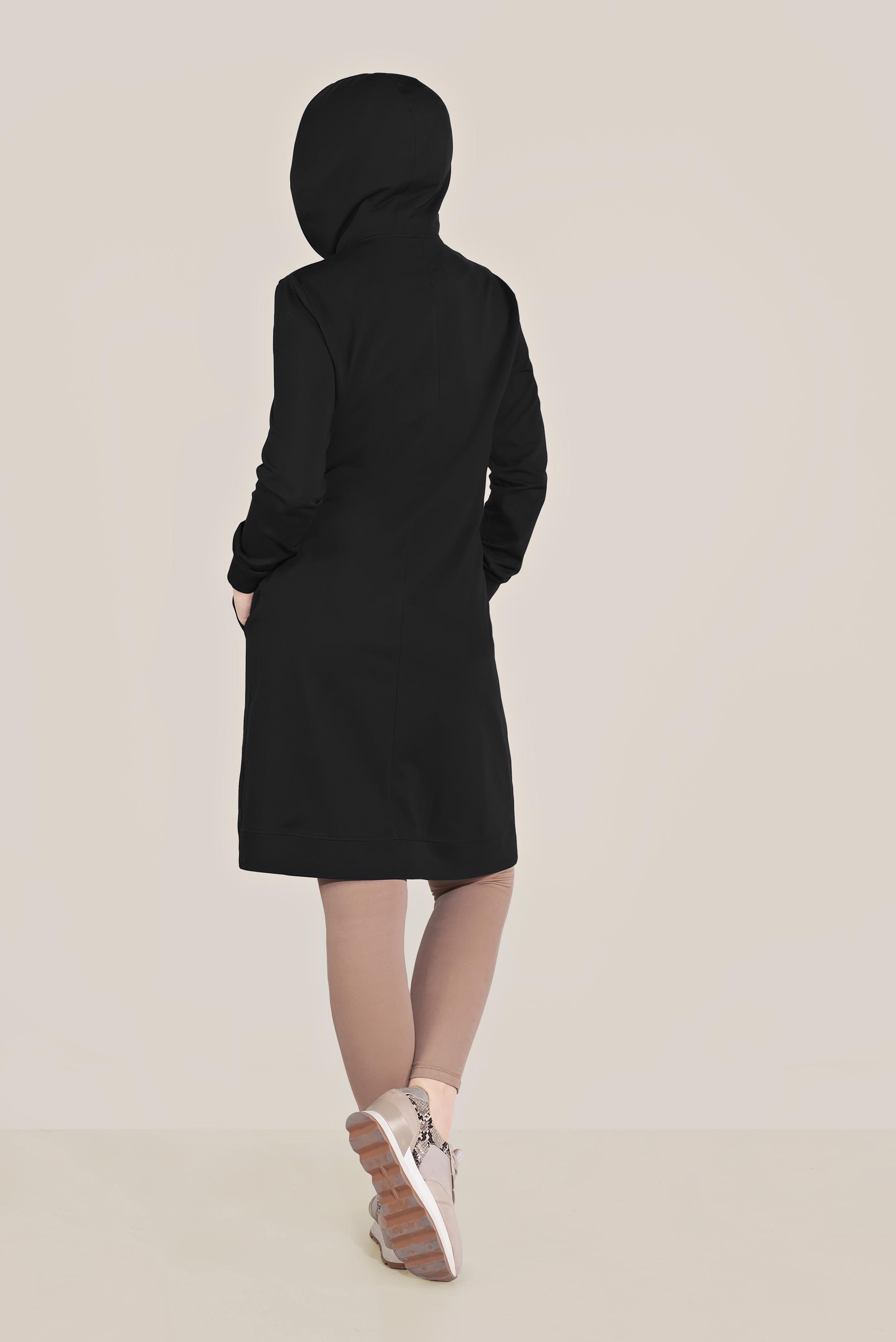 Tesettür giyim SİYAH TAŞ BASKILI ŞERİTLİ EŞOFMAN TUNİK 40723