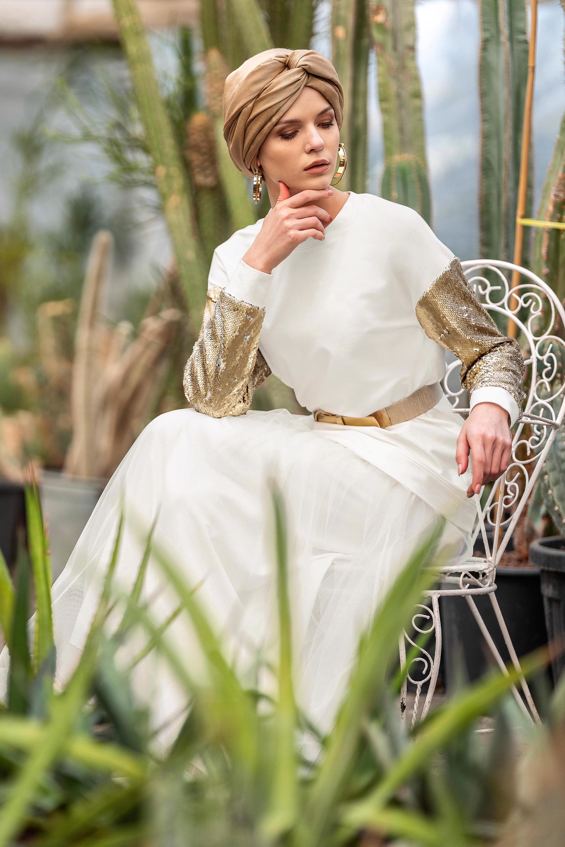 Hijab clothing WHITE 4074 MARİSS EŞOFMAN TUNİK 36/42