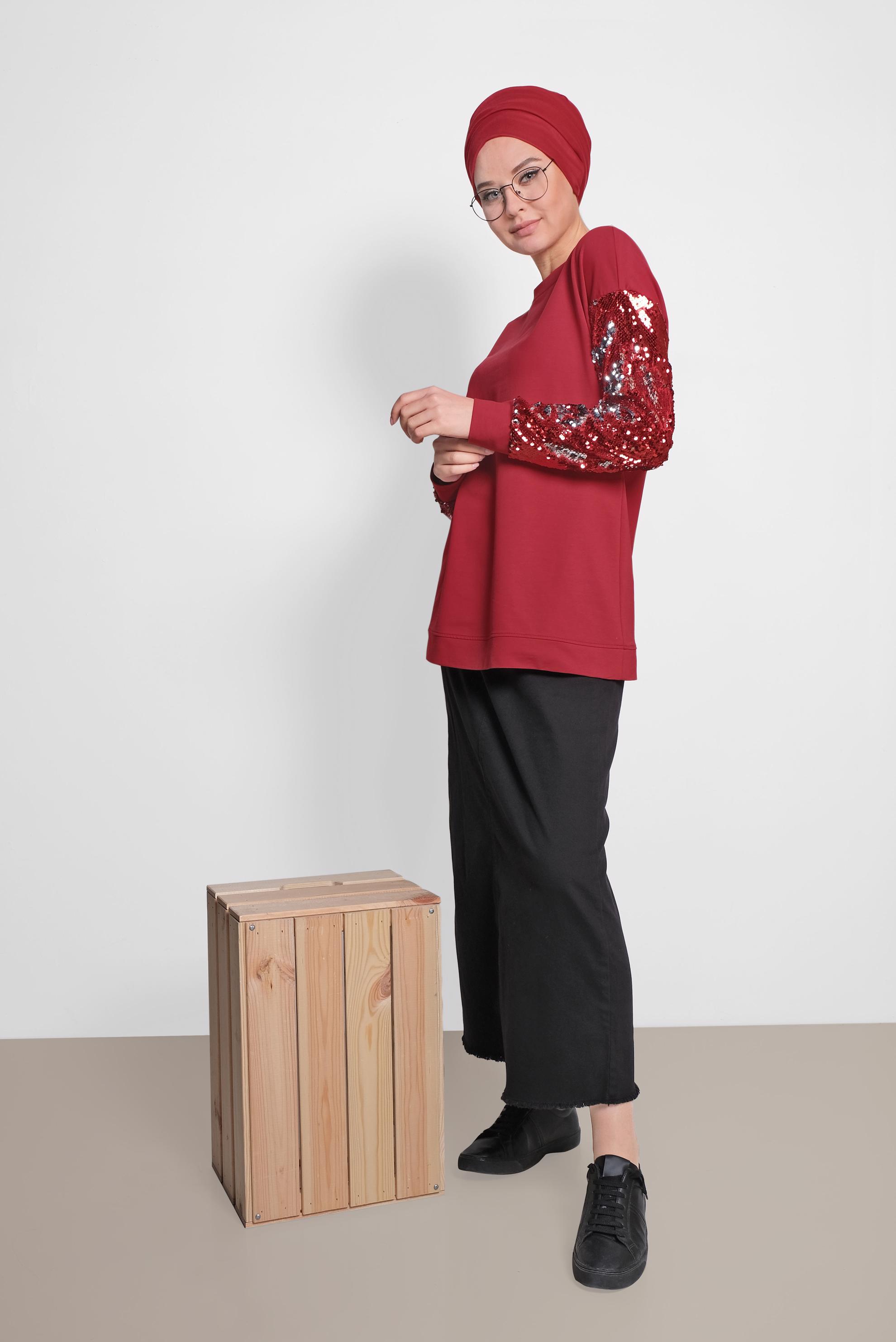 Hijab clothing CLARET RED 4074 MARİSS EŞOFMAN TUNİK 36/42