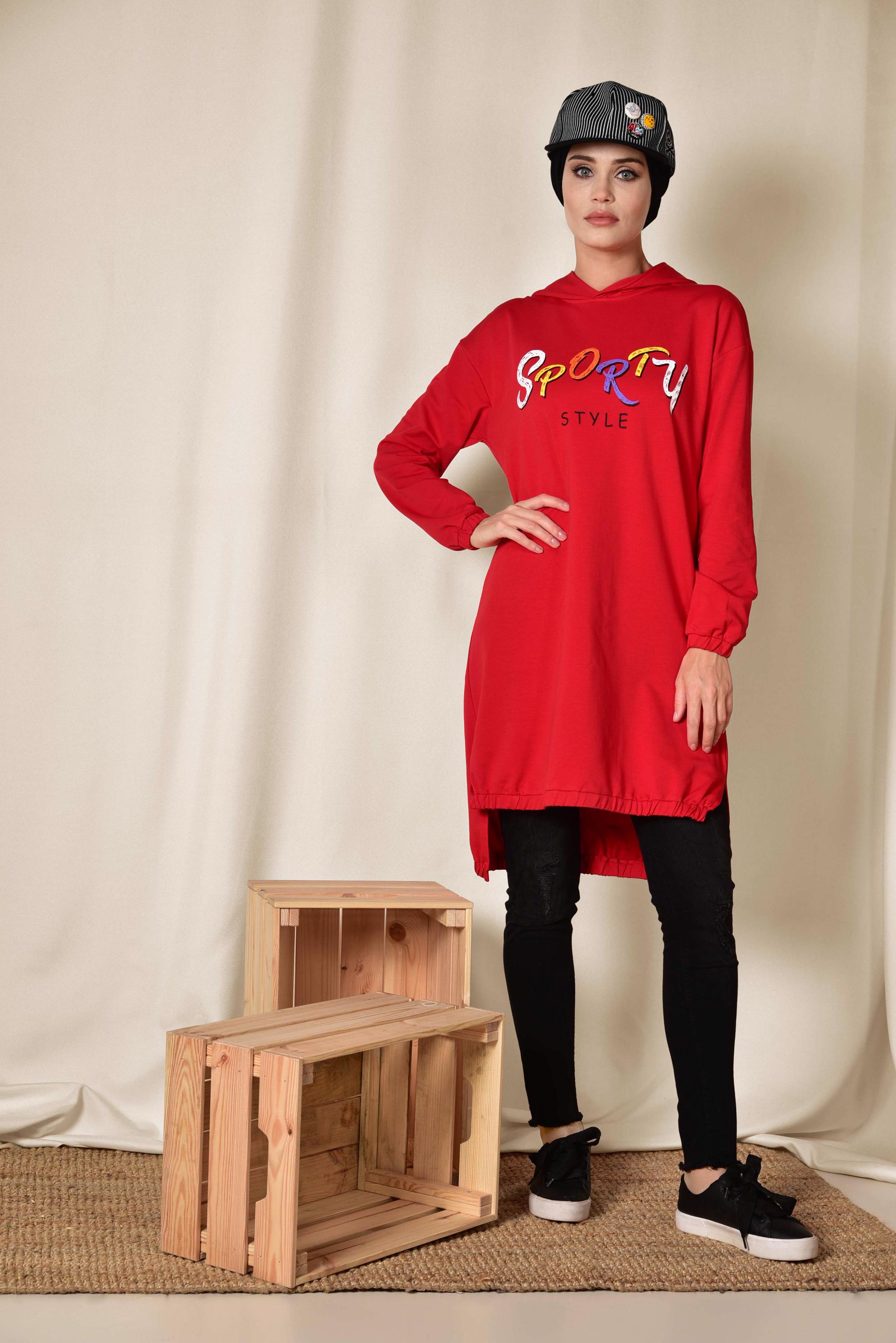 Hijab clothing RED 4123 MARİSS EŞOFMAN TUNİK 36/42