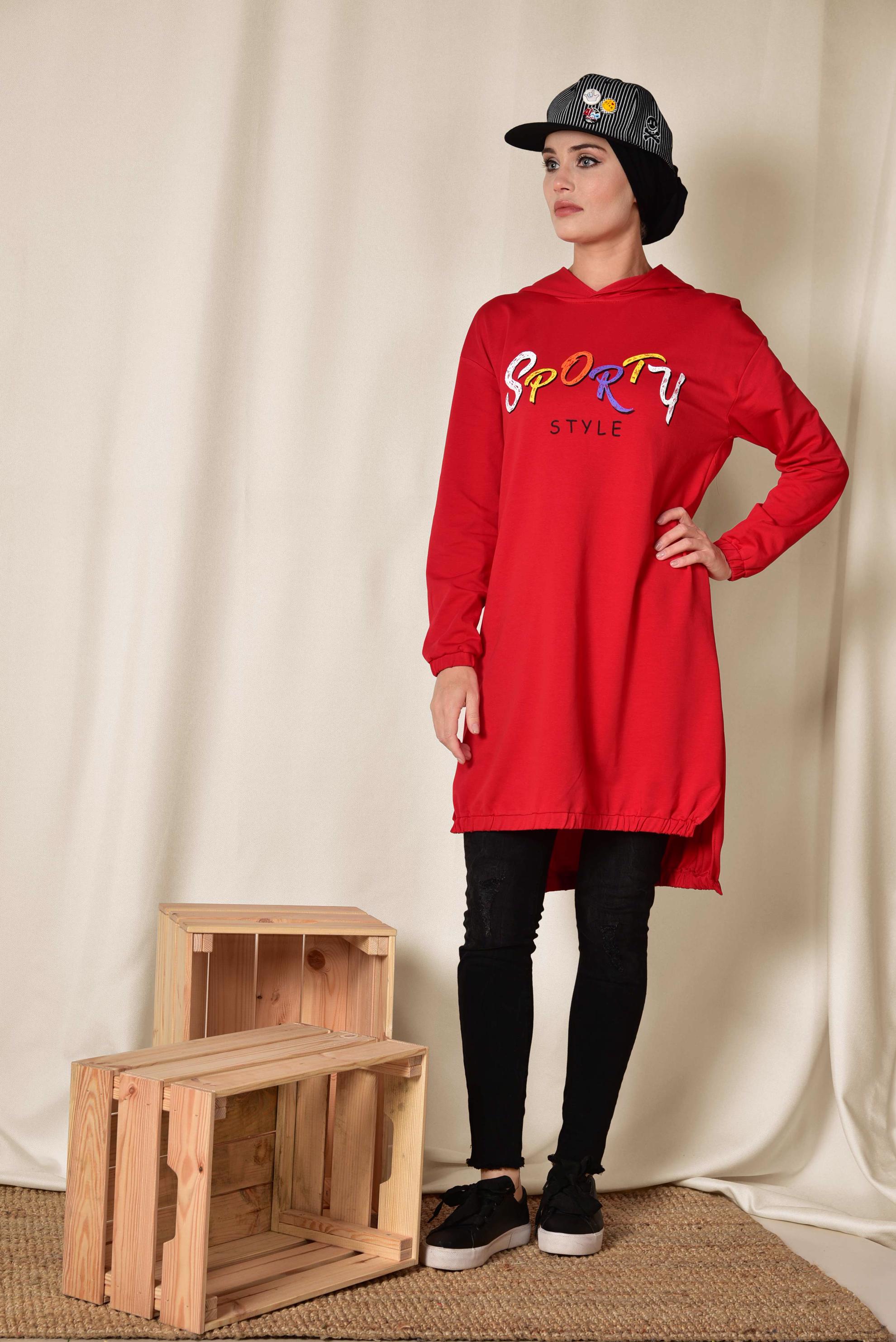 Hijab clothing RED 4123 MARİSS EŞOFMAN TUNİK 36/42