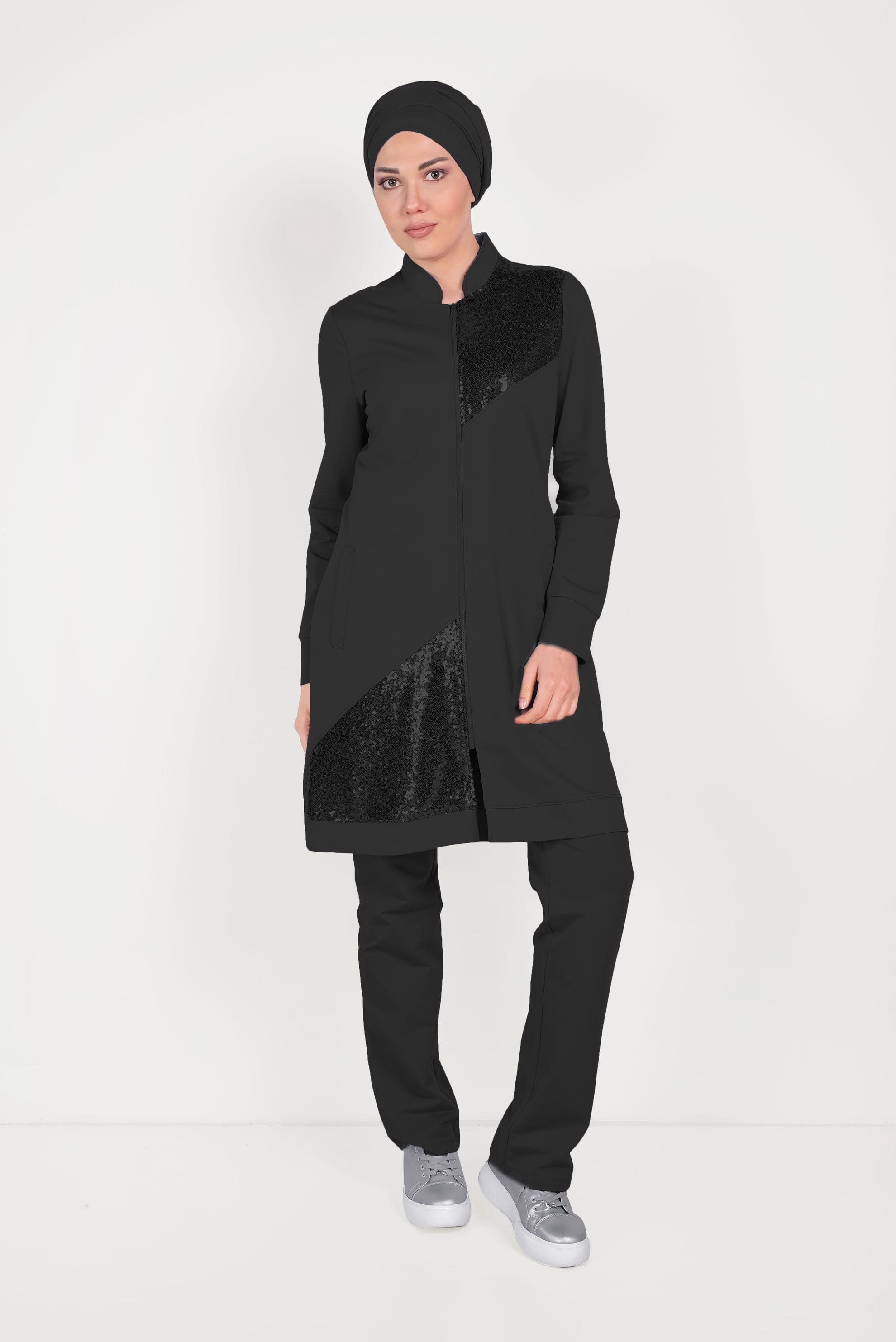 Tesettür giyim SİYAH 4523 MARİSS EŞOFMAN TUNİK 40/48 TEK38