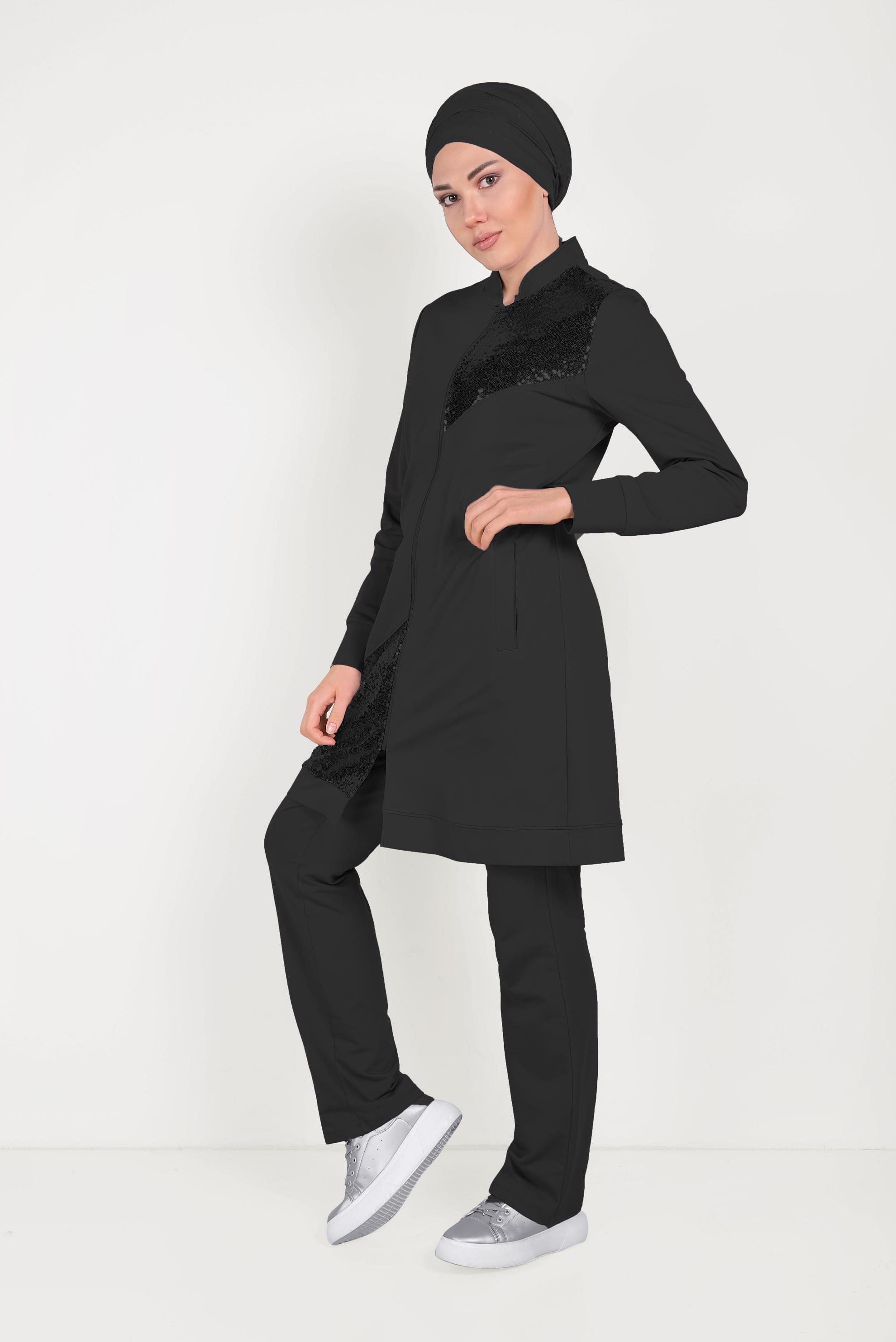 Tesettür giyim SİYAH 4523 MARİSS EŞOFMAN TUNİK 40/48 TEK38
