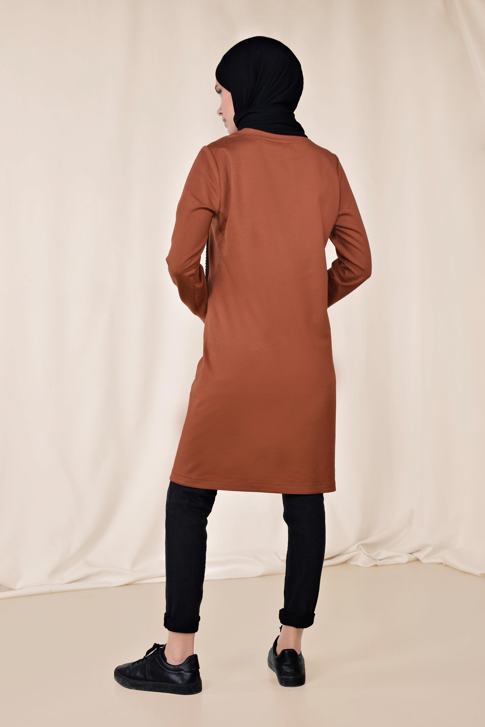 Hijab clothing CLARET RED BUTTON DETAIL SPORTS TUNIC 4896 