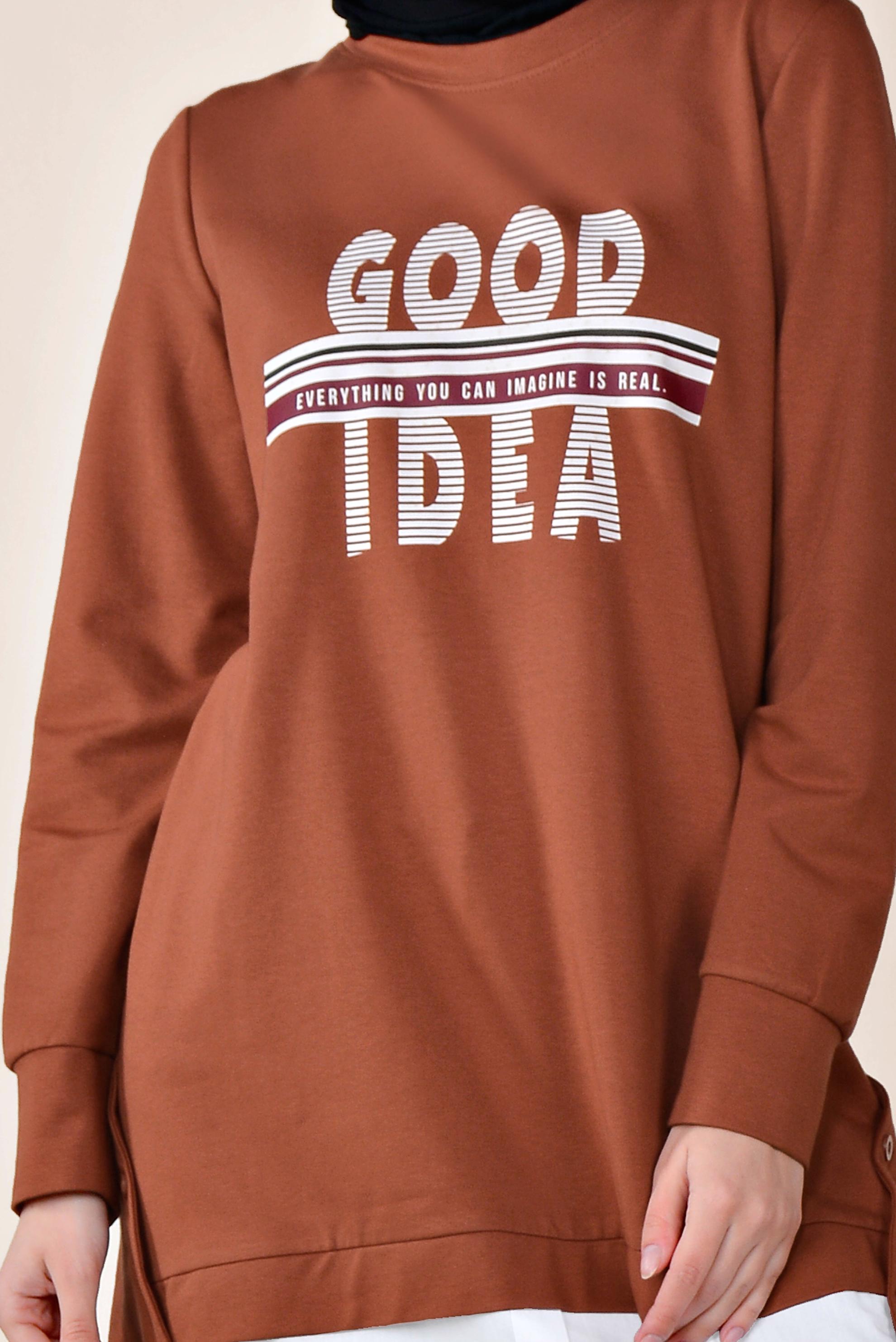 Hijab clothing CLARET RED BUTTON DETAIL SPORTS TUNIC 4896 