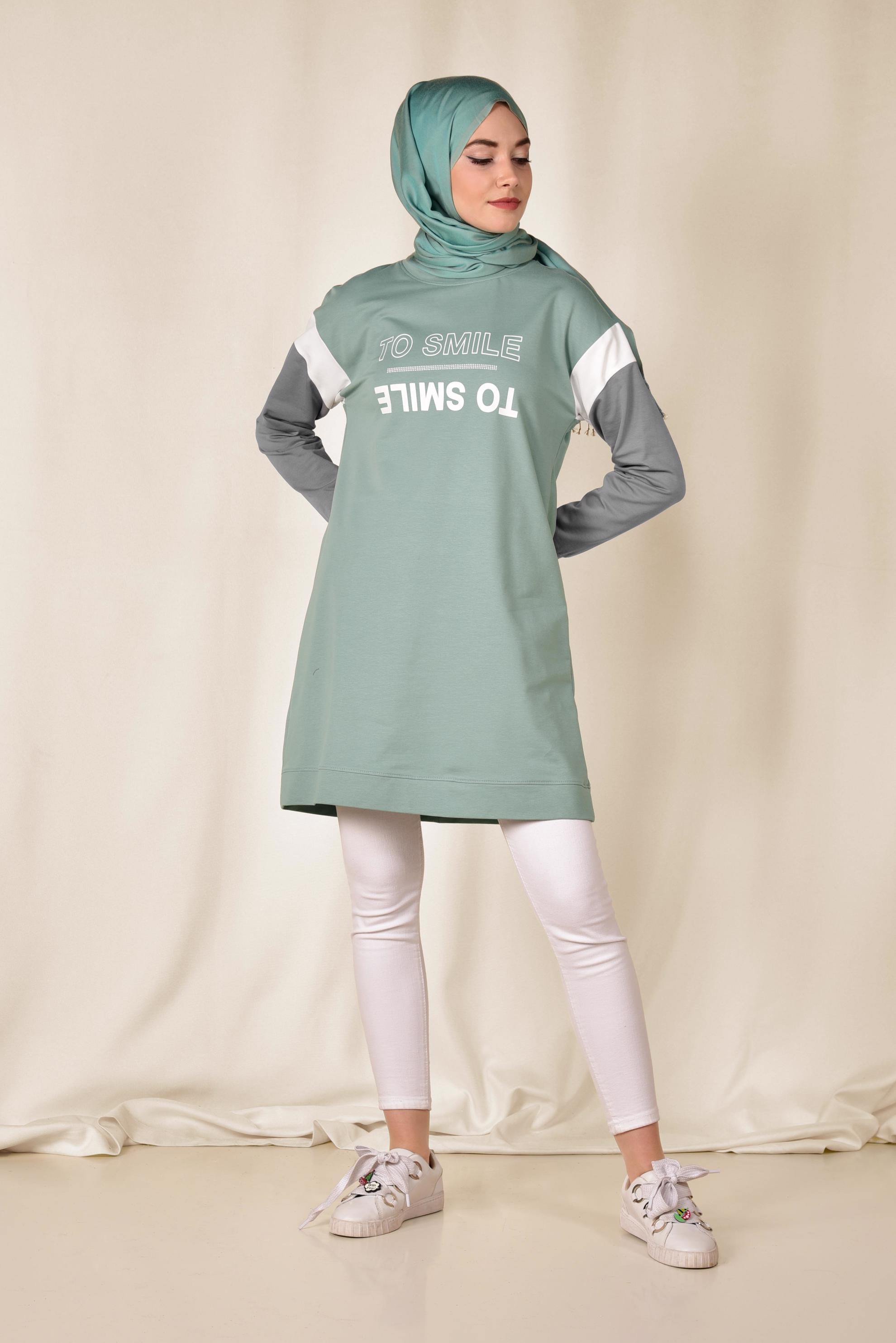 Hijab clothing GREEN 4899 MARİSS EŞOFMAN TUNİK 36/44 TEK38