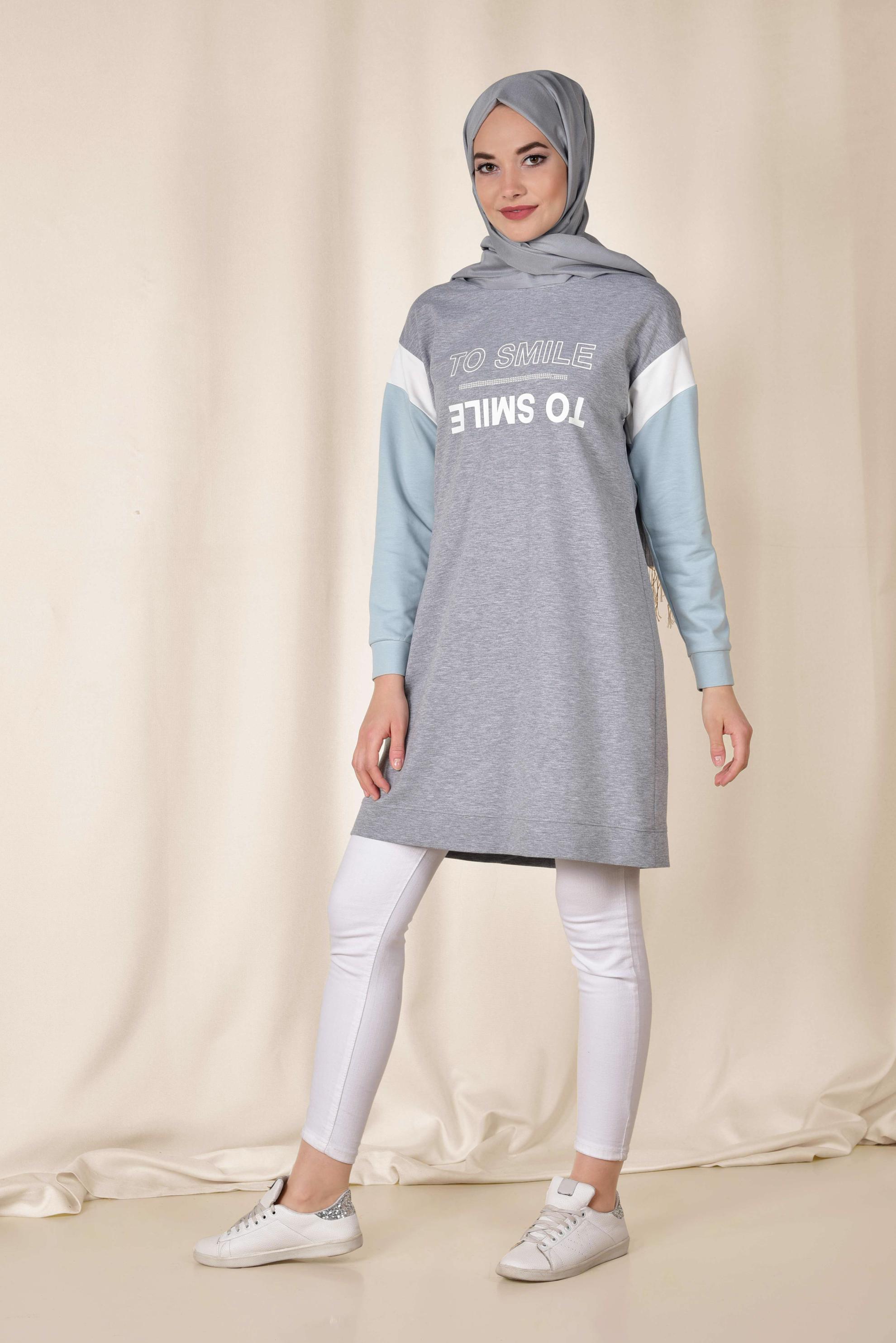 Hijab clothing GREY 4899 MARİSS EŞOFMAN TUNİK 36/44 TEK38