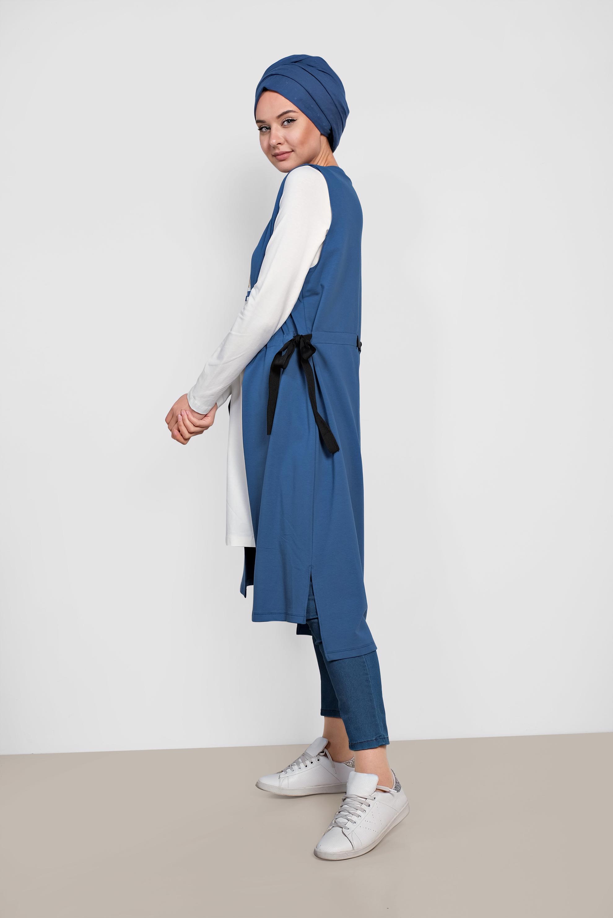 Hijab clothing NAVY BLUE 4951 MARİSS 2&prime;Lİ EŞOFMAN TUNİK 36/42