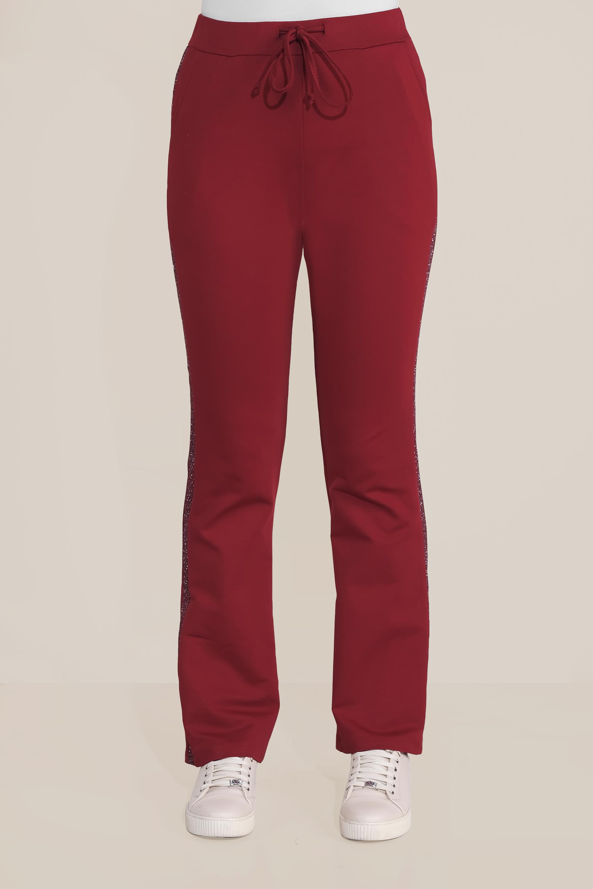Hijab clothing CLARET RED STRIPPED COTTON TRACKSUIT BOTTOM 7602