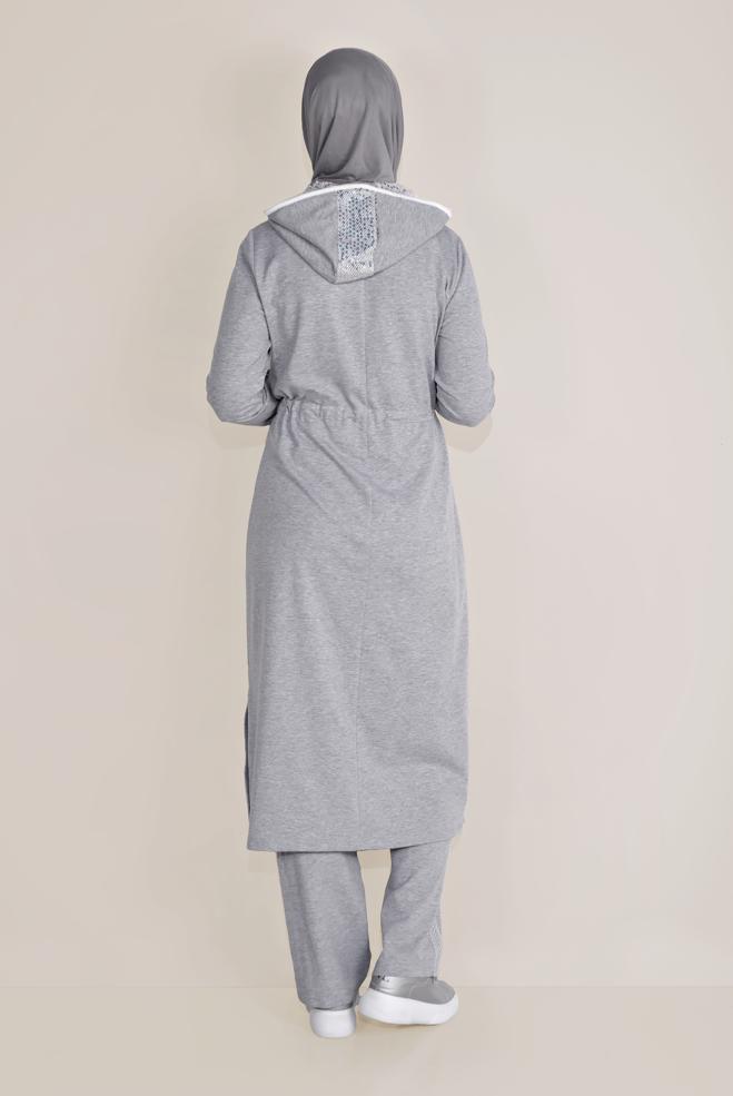 Vêtements hijab BEIGE DESSOUS SURVÊTEMENT EN COTON AVEC DÉTAILLES-BANDES 7602 - ALVİNA