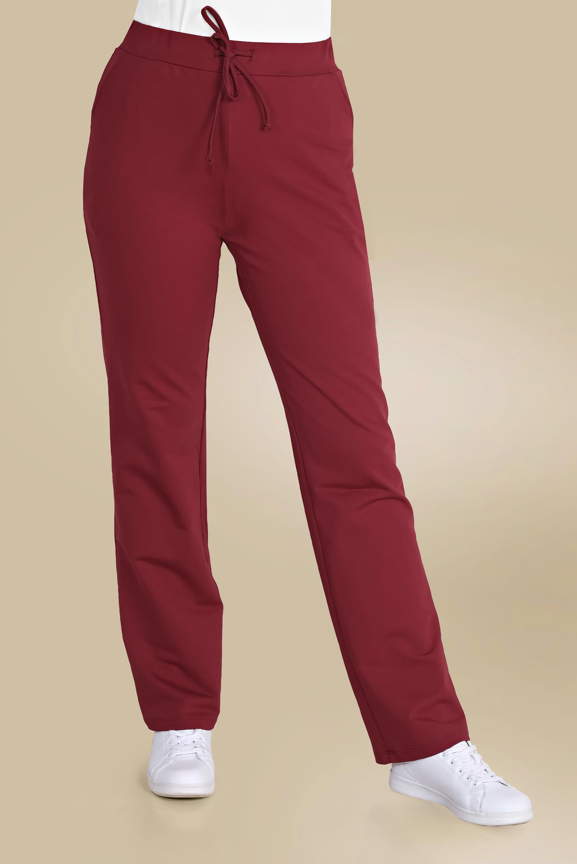 Hijab clothing CLARET RED TIE DETAIL COTTON TRACKSUIT PANTS 7604 
