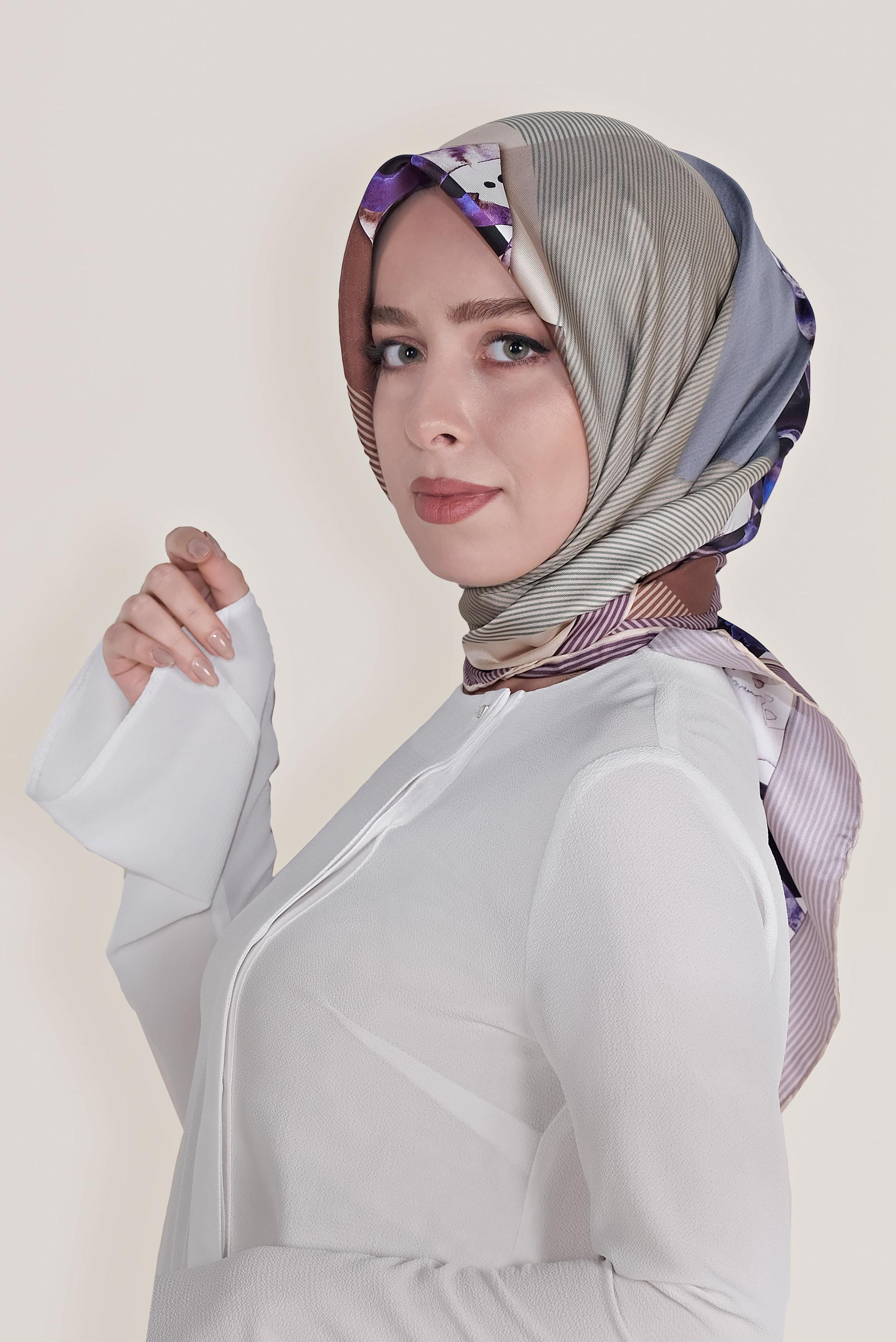 Tesettür giyim MOR ALVİNA TWİLL İPEK EŞARP 5378 