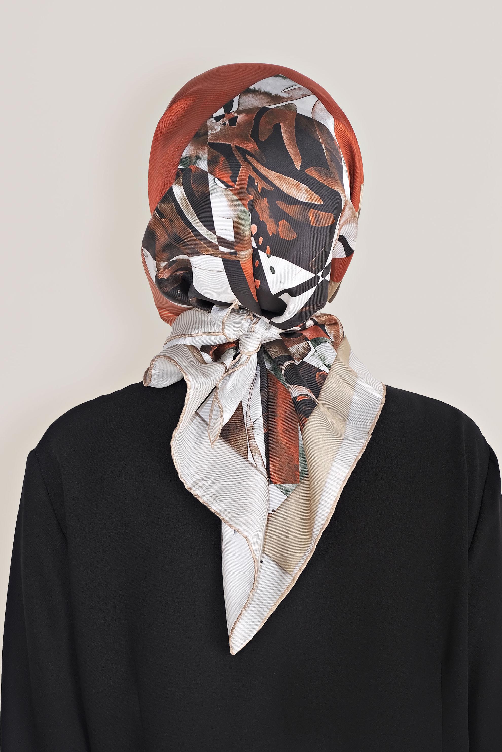 Tesettür giyim TURUNCU ALVİNA TWİLL İPEK EŞARP 5378 