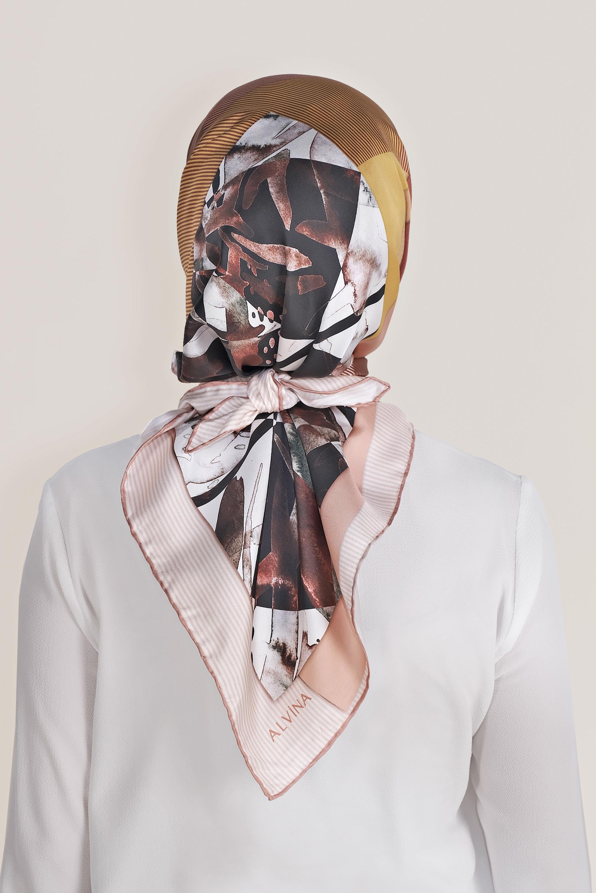 Tesettür giyim PUDRA ALVİNA TWİLL İPEK EŞARP 5378 