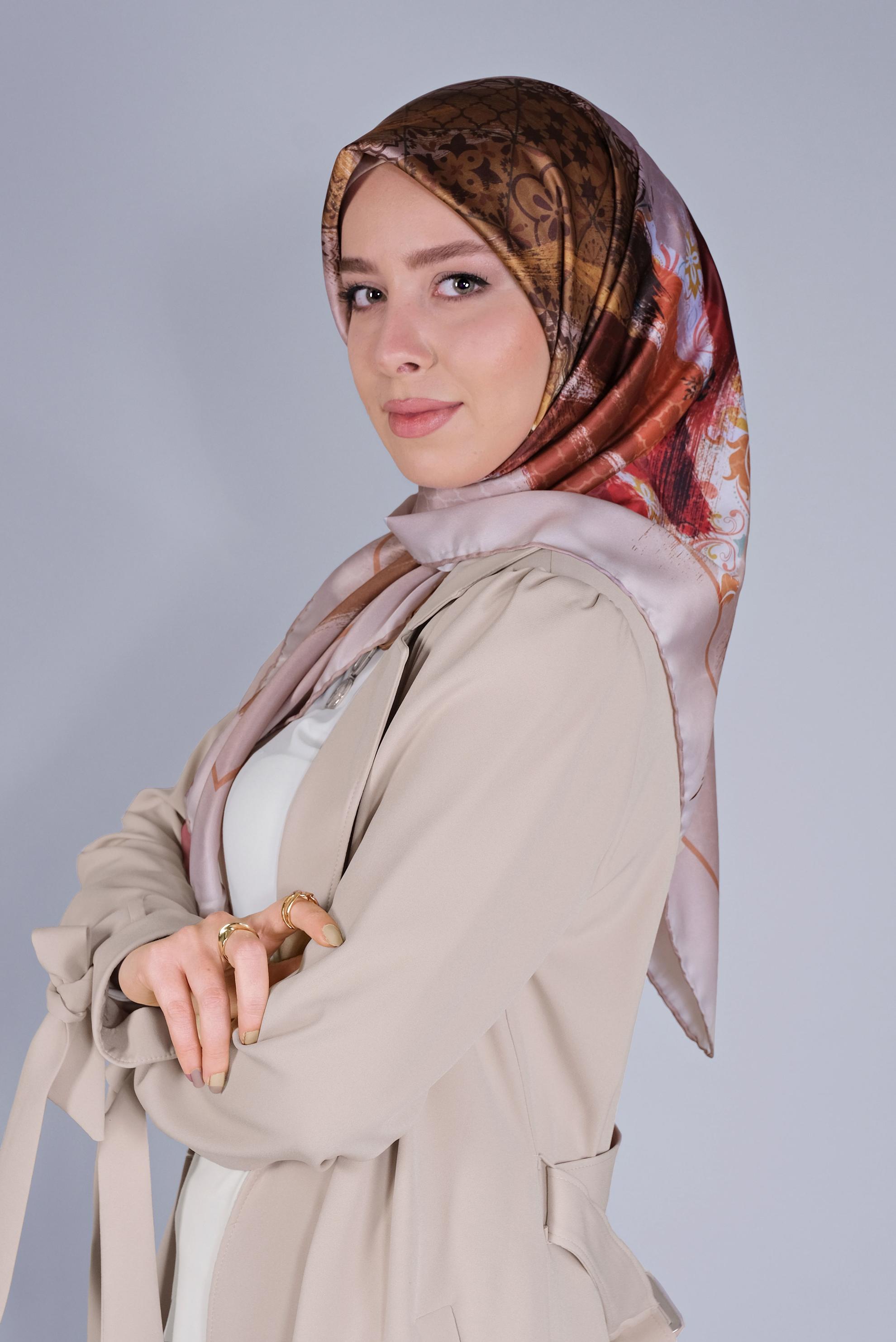 Vêtements hijab POUDRE FOULARD À MOTIF NUMÉRIQUE ALVINA 5379