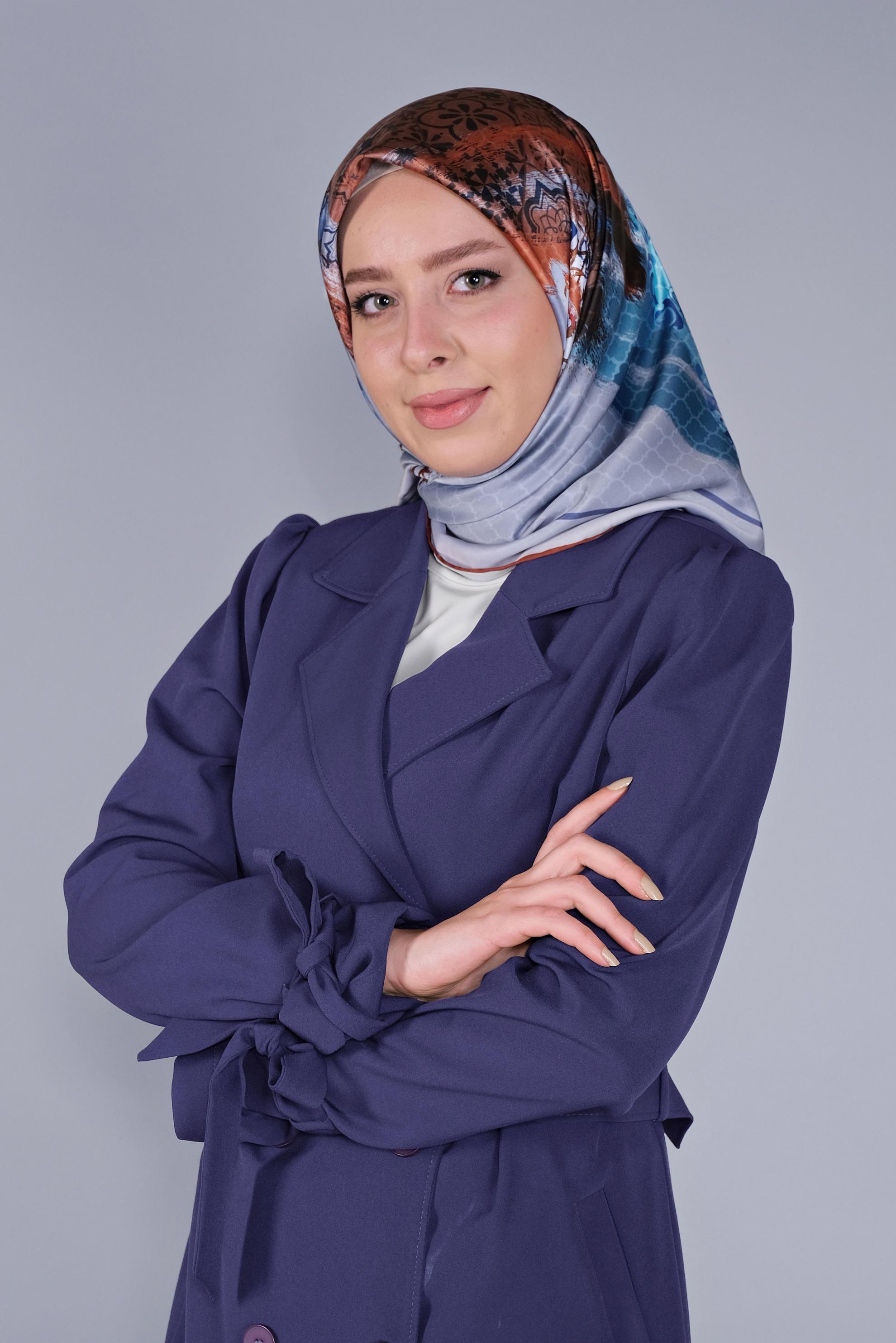 Vêtements hijab POUDRE FOULARD À MOTIF NUMÉRIQUE ALVINA 5379